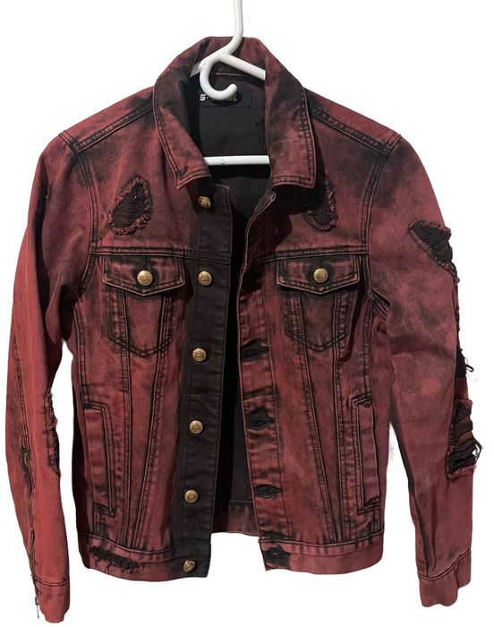 Vintage Wine Red Denim Jacket Grailed