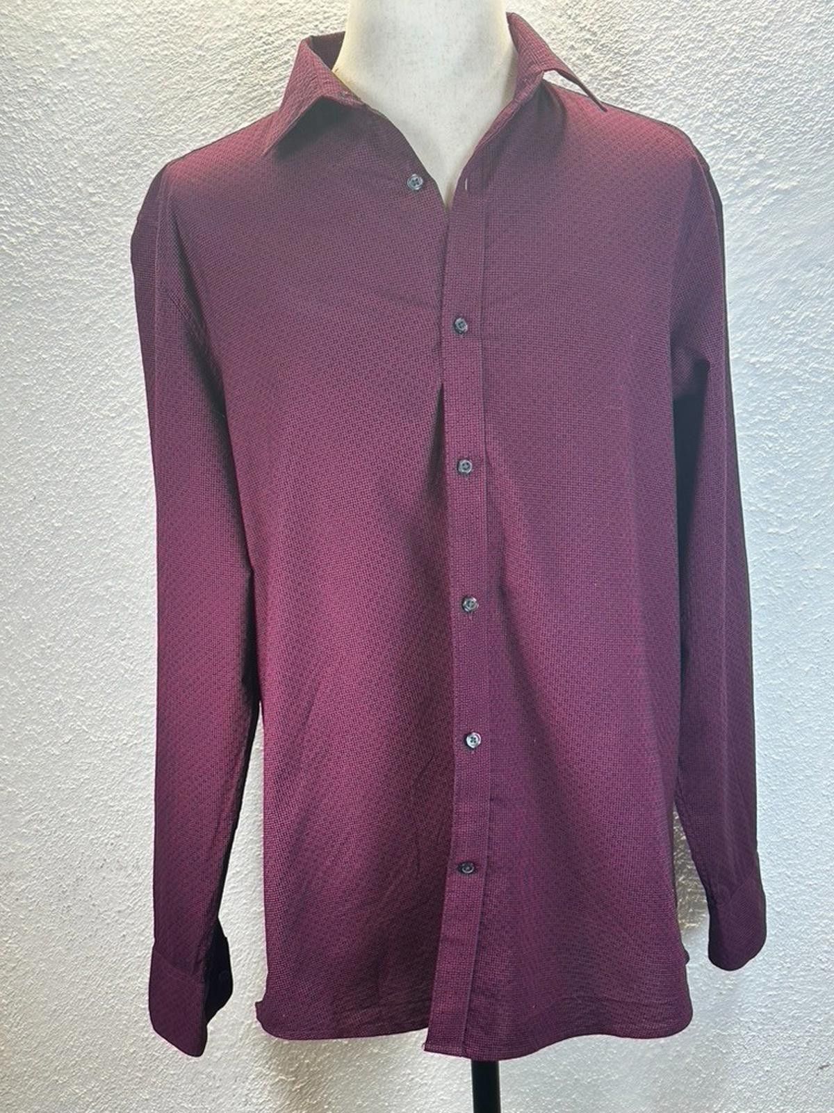Liz Claiborne Claiborne Men's Purple XL Slim Fit Stretch Dress Shirt Size 44R - 1 Thumbnail
