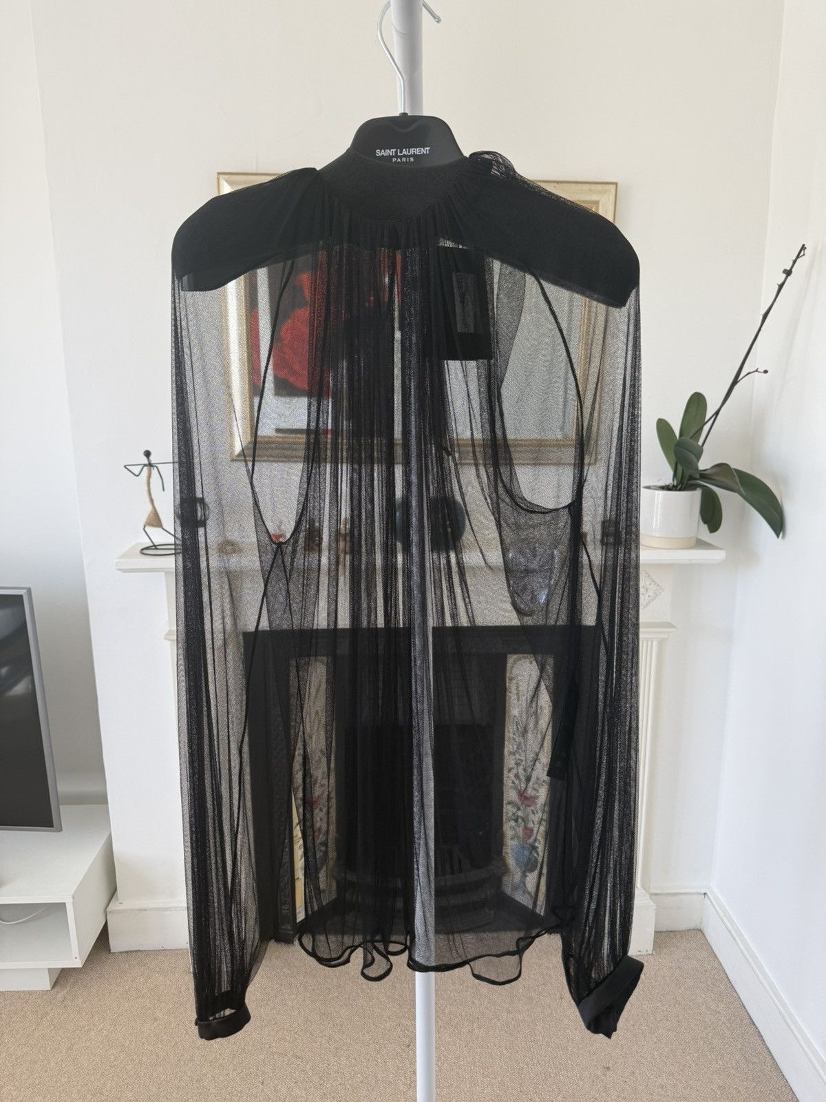 Saint Laurent Paris SS24 Saint Laurent Gathered Blouse in Silk Tulle Size US M / EU 48-50 / 2 - 1 Thumbnail