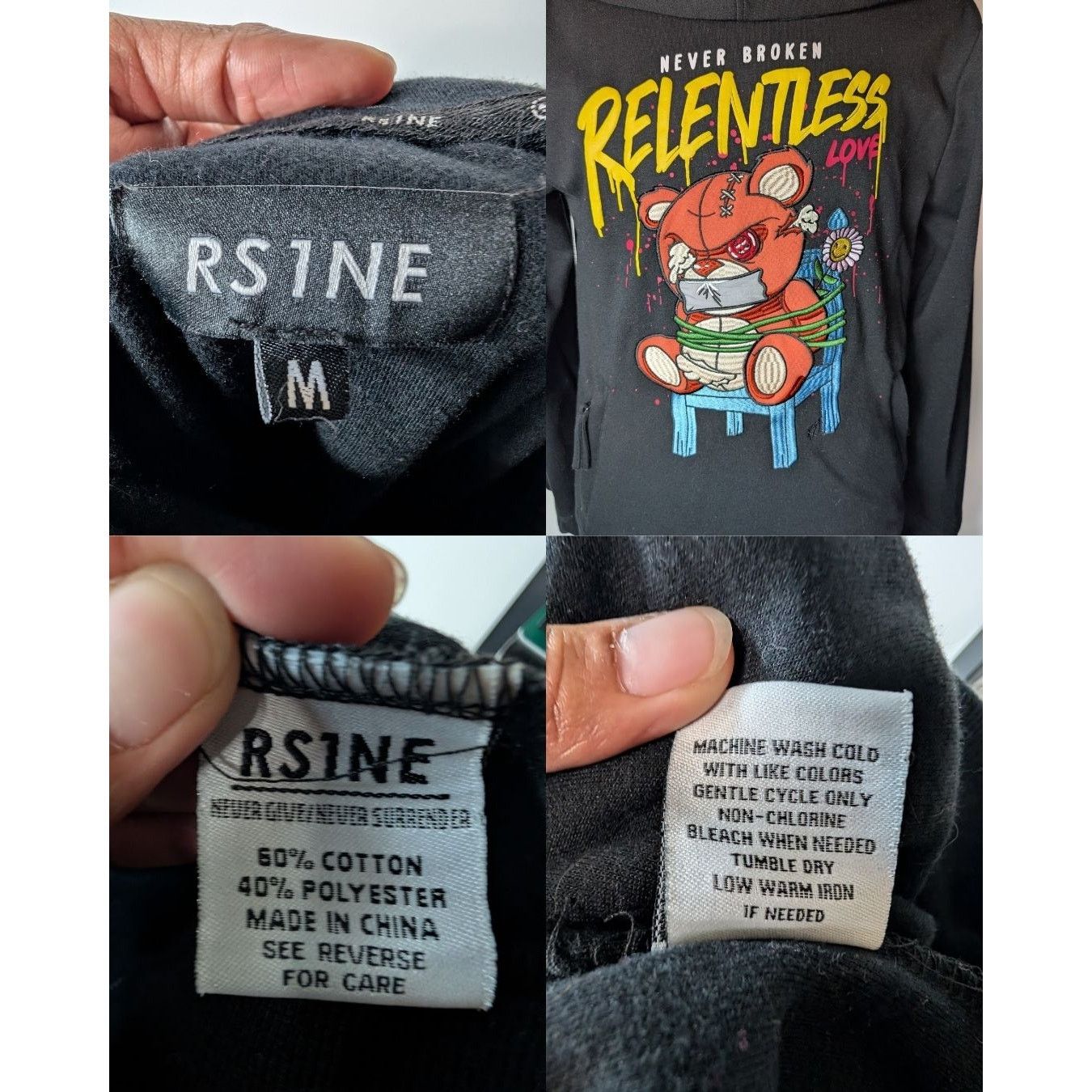 Unknown London RS1NE Never Broken Relentless Love Long Sleeve Hoodie Size M Size US M / EU 48-50 / 2 - 7 Thumbnail