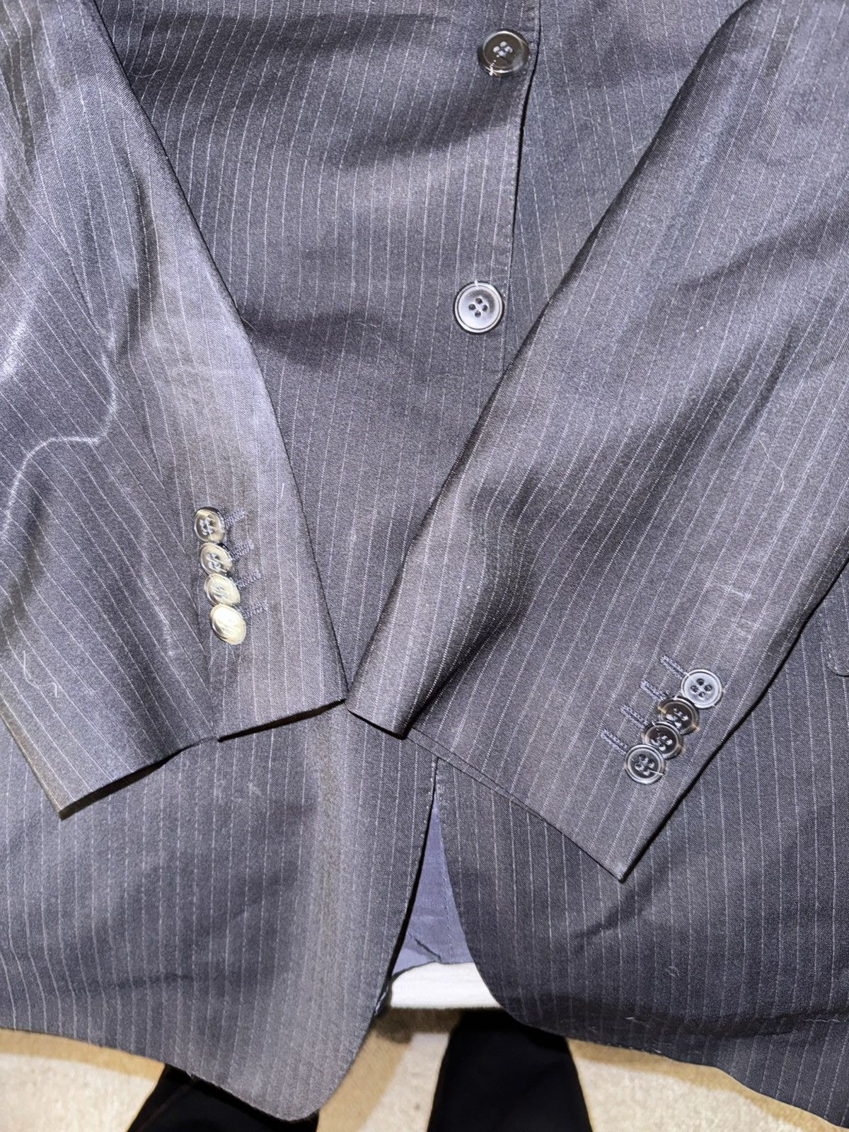 Z Zegna Z Zegna Pinstripe Wool & Silk Suit Jacket - 46L (56L EU) Size 46R - 2 Thumbnail