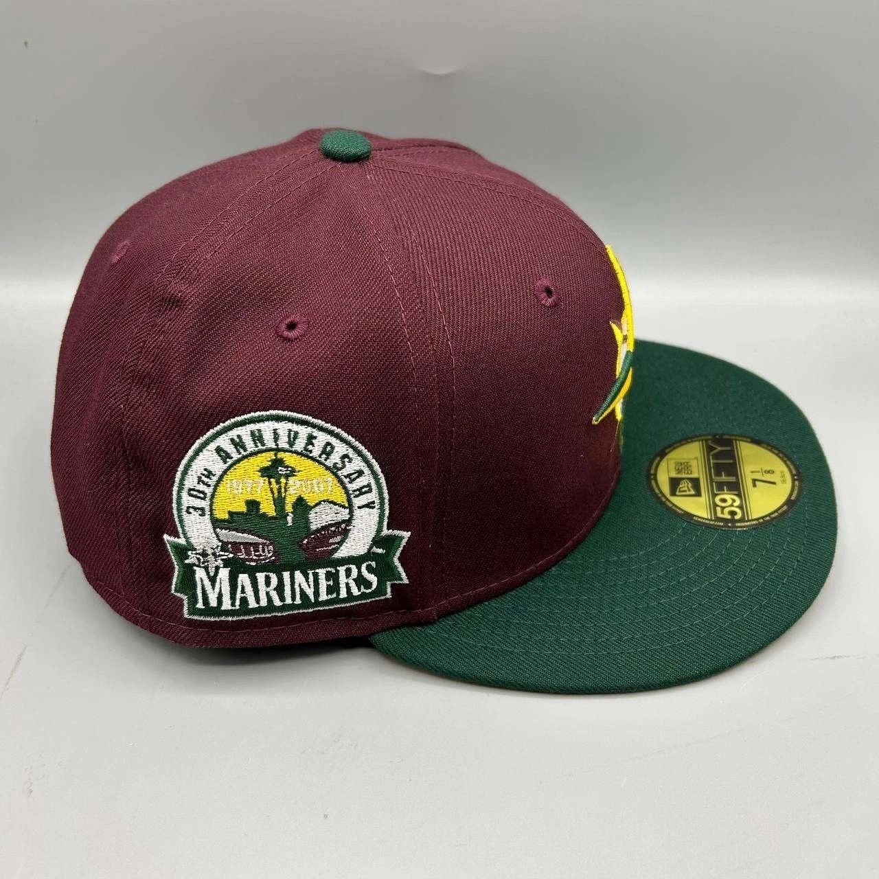 New Era Seattle Mariners Hat Men 7 1/8 Red Green MLB Fitted Cap New Size ONE SIZE - 6 Thumbnail