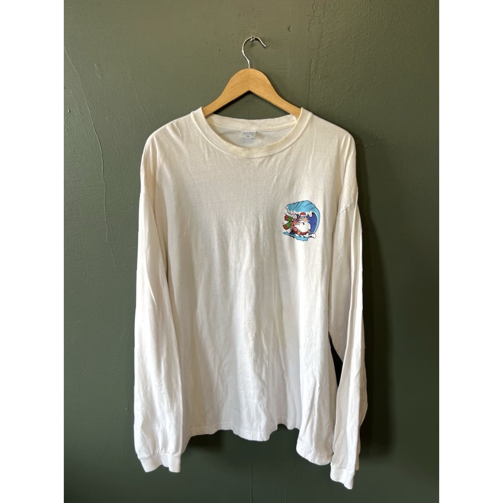 Vintage Crazy Shirts Mens White Long Sleeve Mele Kalikimaka Christmas Shirt 2XL Size Regular Sleeve Long White Christmas Mens T-Shirt Size US XXL / EU 58 / 5 - 2 Thumbnail