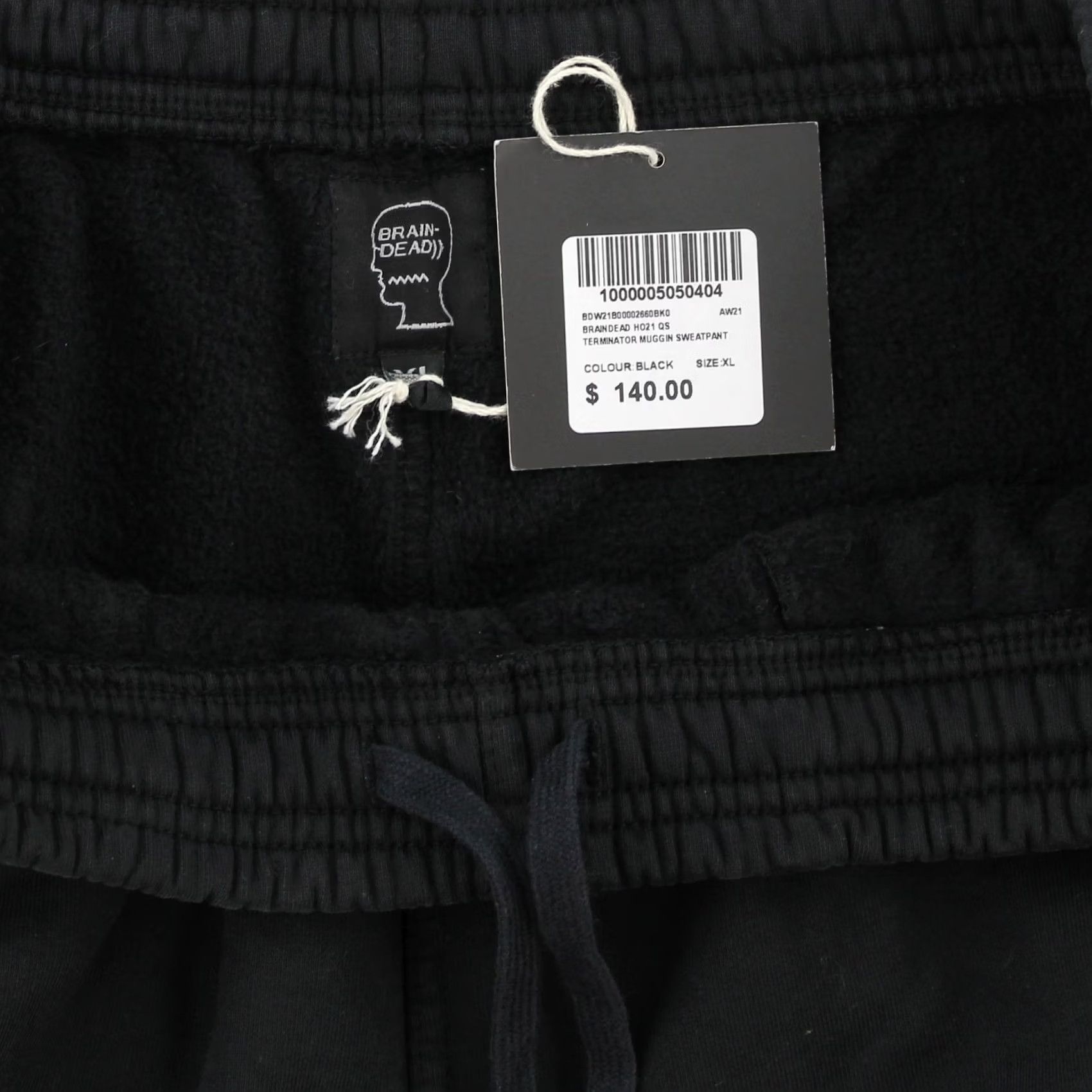 Brain Dead Brain Dead Terminator Muggin Sweatpants, Black XL Men's Tapered Stretch Joggers Size US 36 / EU 52 - 3 Thumbnail