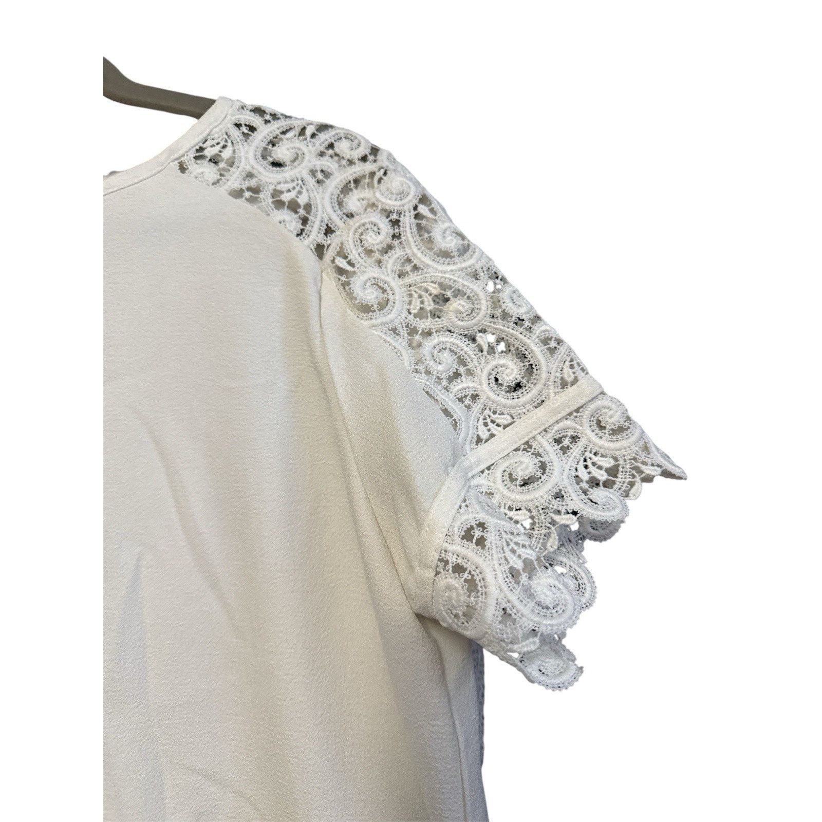 Zara ZARA IVORY WHITE SHORT SLEEVE LACE TRIM SHIFT DRESS SIZE XL | Grailed