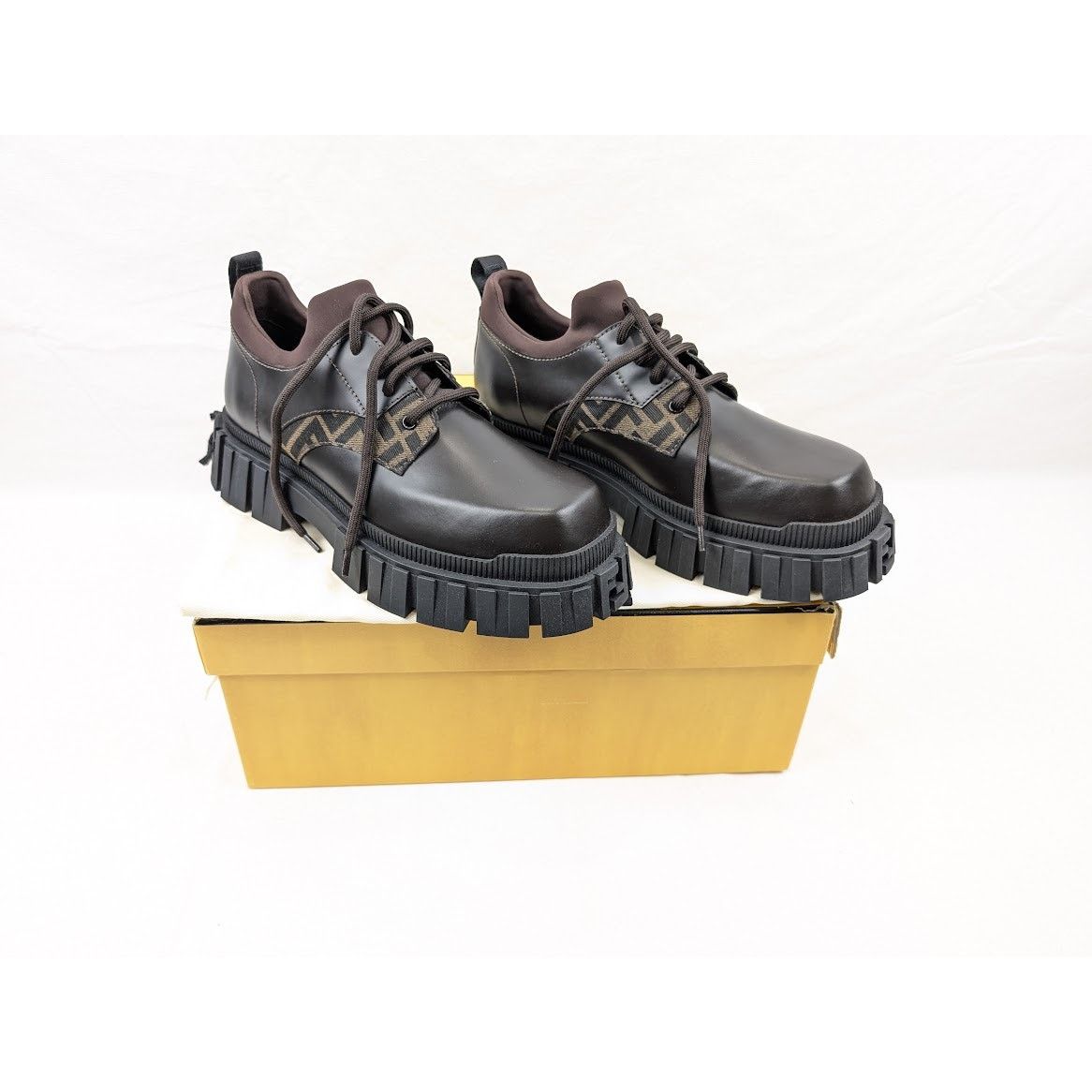 Fendi o1rshd1 Lace Up Fabric Calf Leather Boots Shoe in Multicolor Size US 10 / EU 43 - 19 Thumbnail