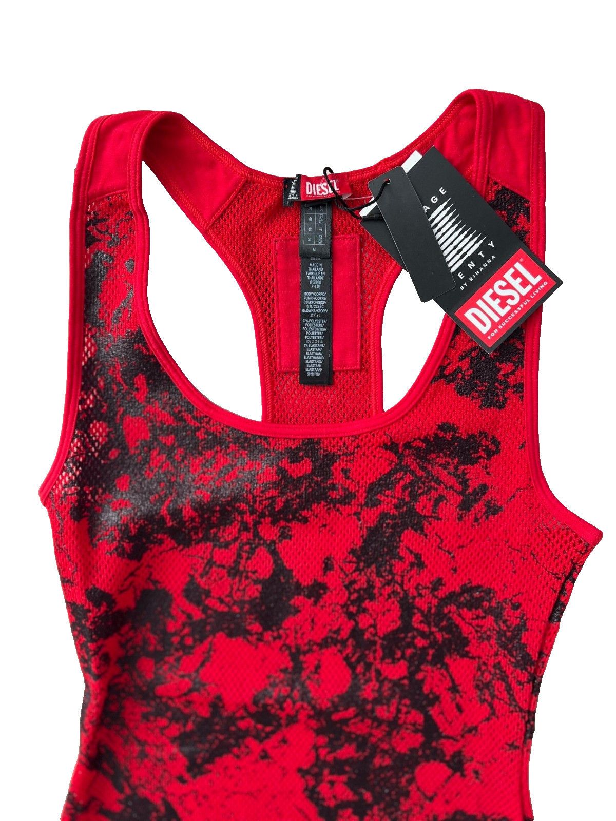 Diesel Diesel x Savage Fenty Rihanna Fishnet Sleep Slip Dress Red M Size M / US 6-8 / IT 42-44 - 5 Thumbnail