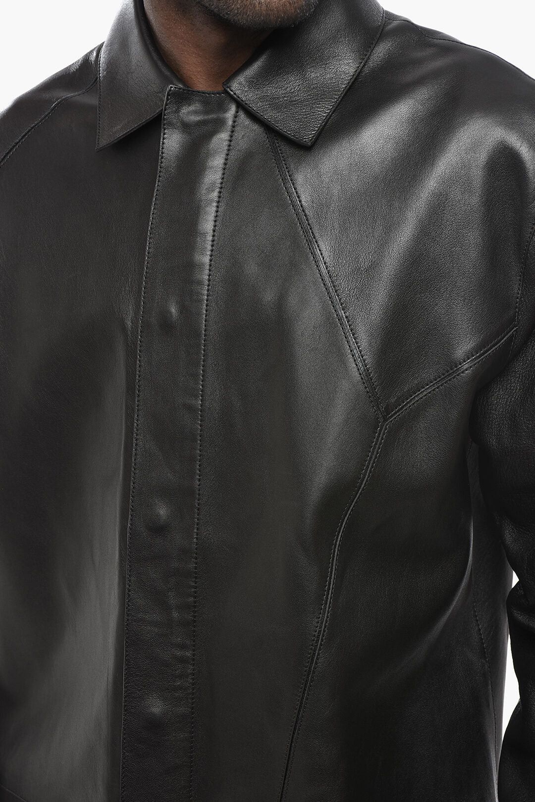 Loewe og1mm0426 Leather Overshirt in Black Size US M / EU 48-50 / 2 - 3 Thumbnail