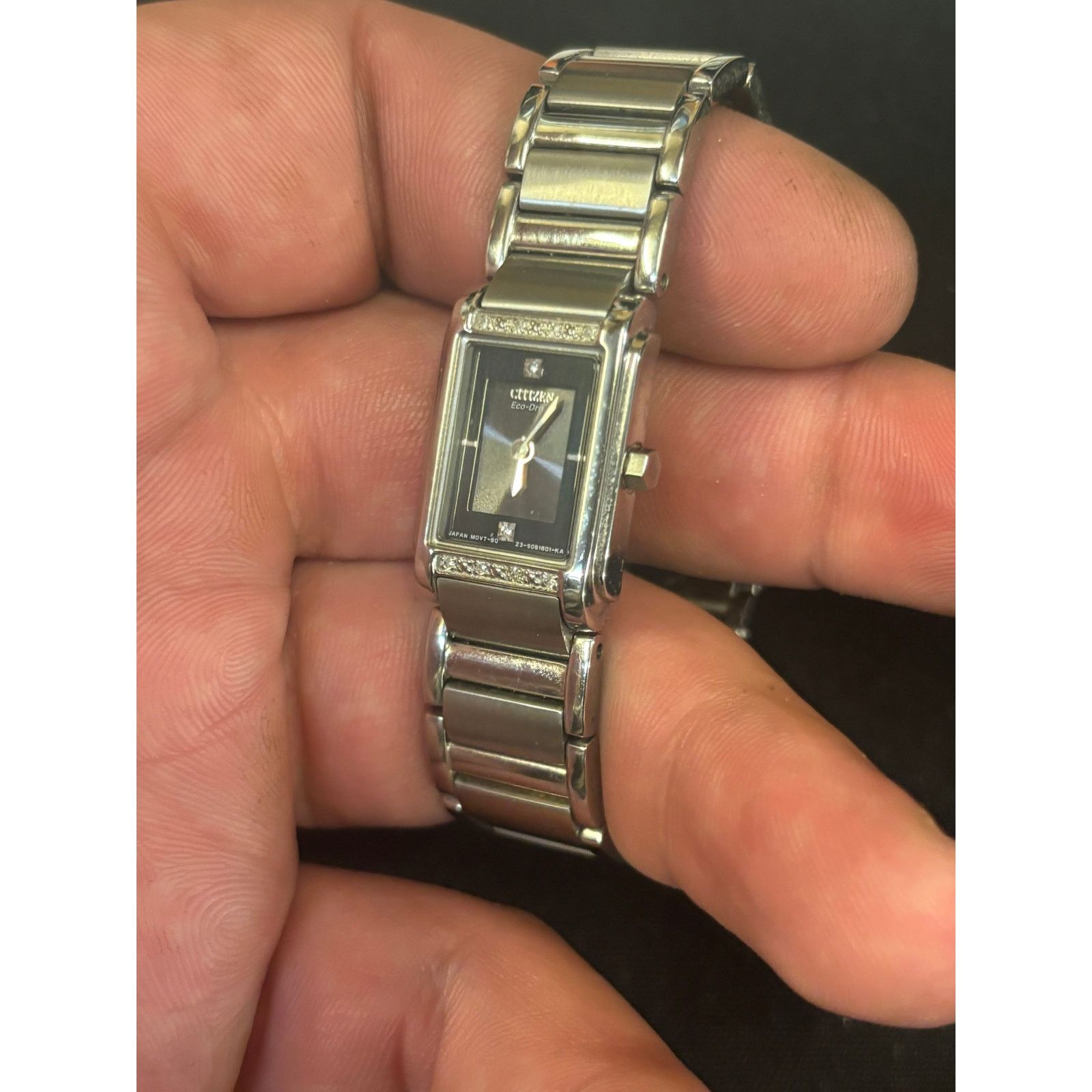 (B).Stroy Citizens Eco-Drive Black Dial Silver Tone Women’s Watch! Size ONE SIZE - 3 Thumbnail