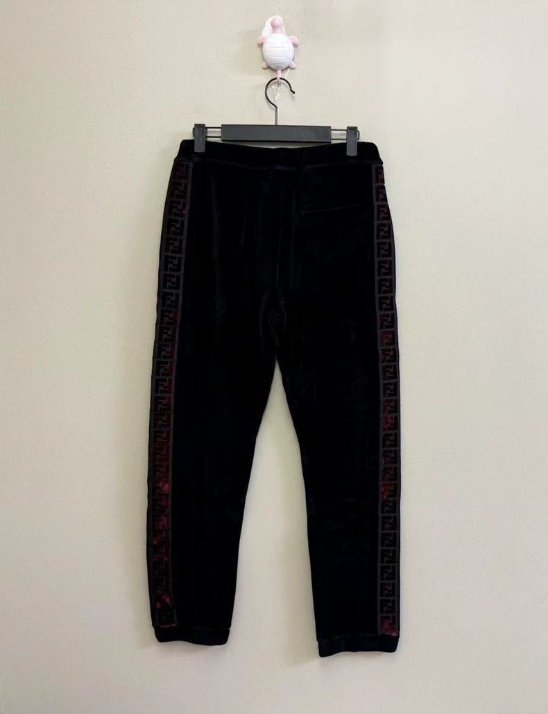 Fendi Fendi Black Velvet Logo Print Pants Size US 34 / EU 50 - 4 Thumbnail
