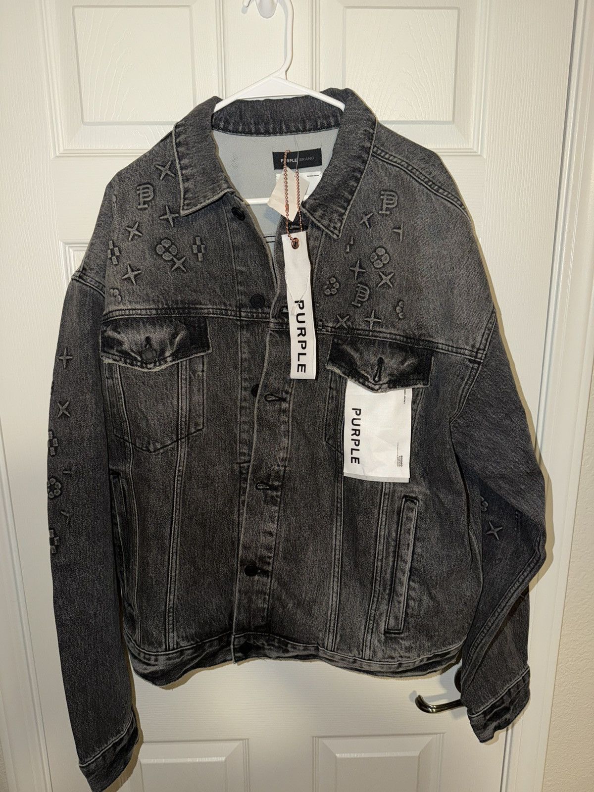 Purple Brand PURPLE BRAND Embossed Denim Jacket 'Black' XXL Size US XXL / EU 58 / 5 - 1 Thumbnail