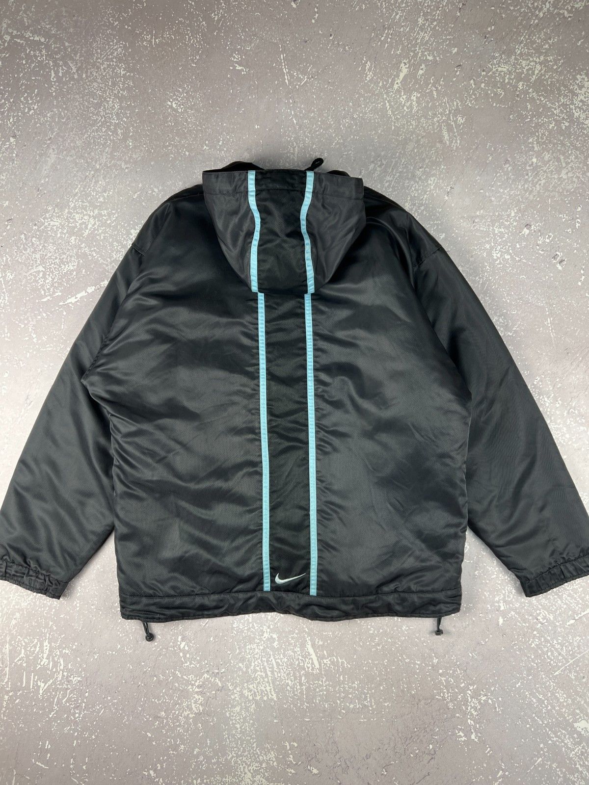 Nike × Vintage 90s Vintage Nike Swoosh Logo Hooded Jacket Mens L Black Size US L / EU 52-54 / 3 - 4 Thumbnail