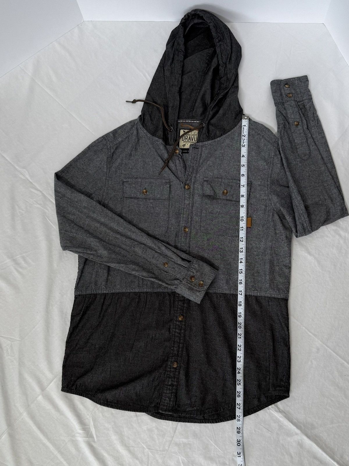 Dravus Dravus men’s long sleeve button-up hooded shirt in two-tone Size US S / EU 44-46 / 1 - 5 Thumbnail