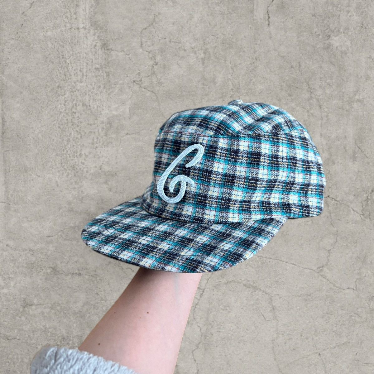 Japanese Brand Cool vintage style flat cap, blue black plaid hat. One size Size ONE SIZE - 1 Thumbnail