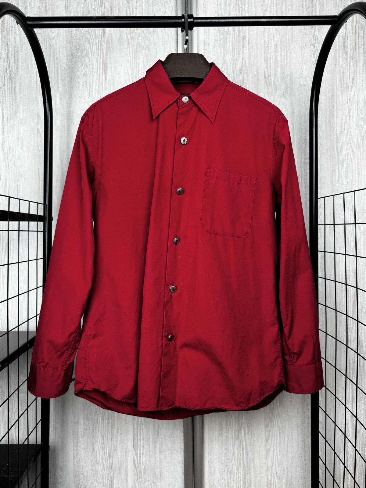 agnes b. agnes b. made in Japan vintage red w/ metal button ls shirt Size US L / EU 52-54 / 3 - 2 Thumbnail