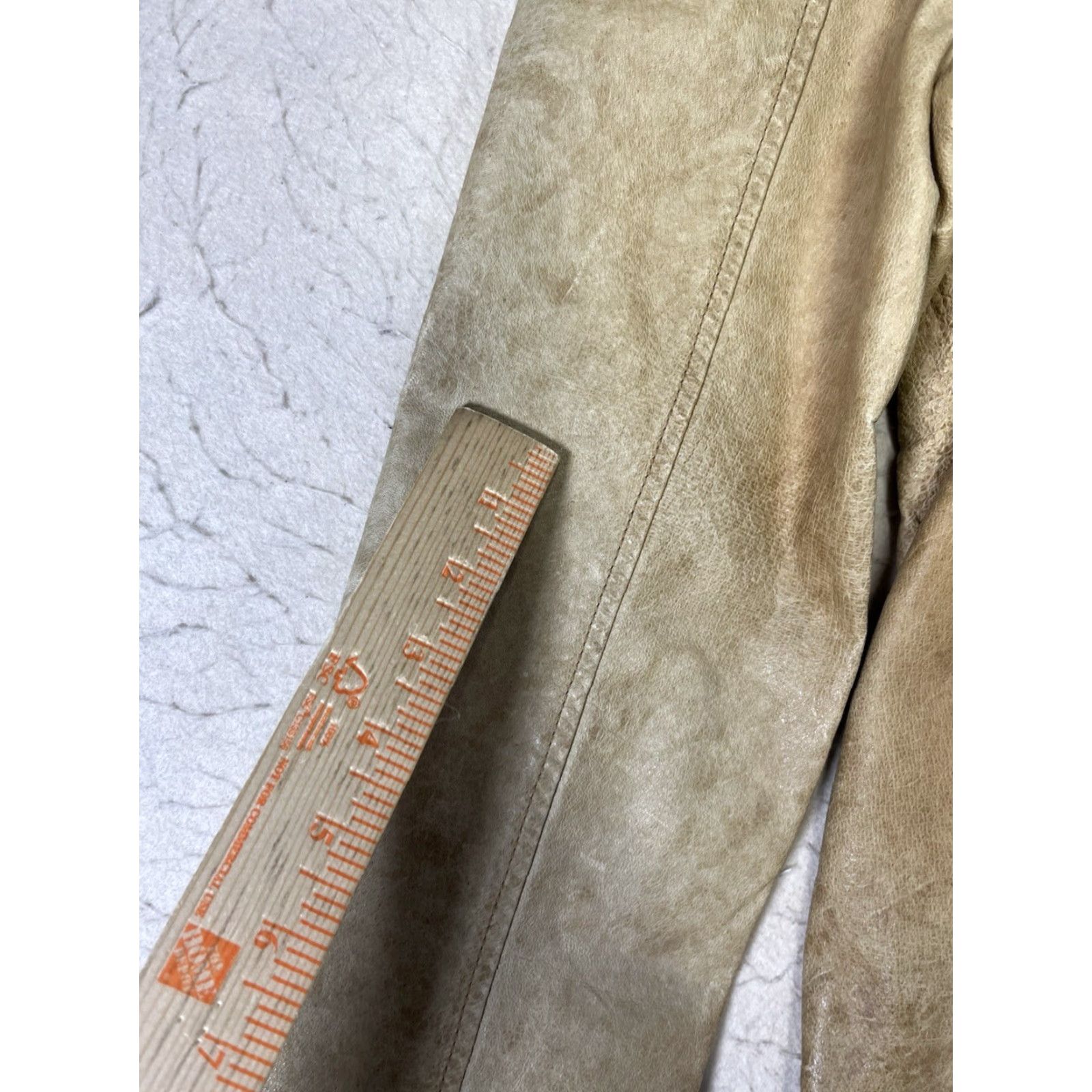 Vintage Vtg Jakett New York Leather Jacket Women's L Tan Biker Lined One Button Blazer Style Size L / US 10 / IT 46 - 6 Thumbnail