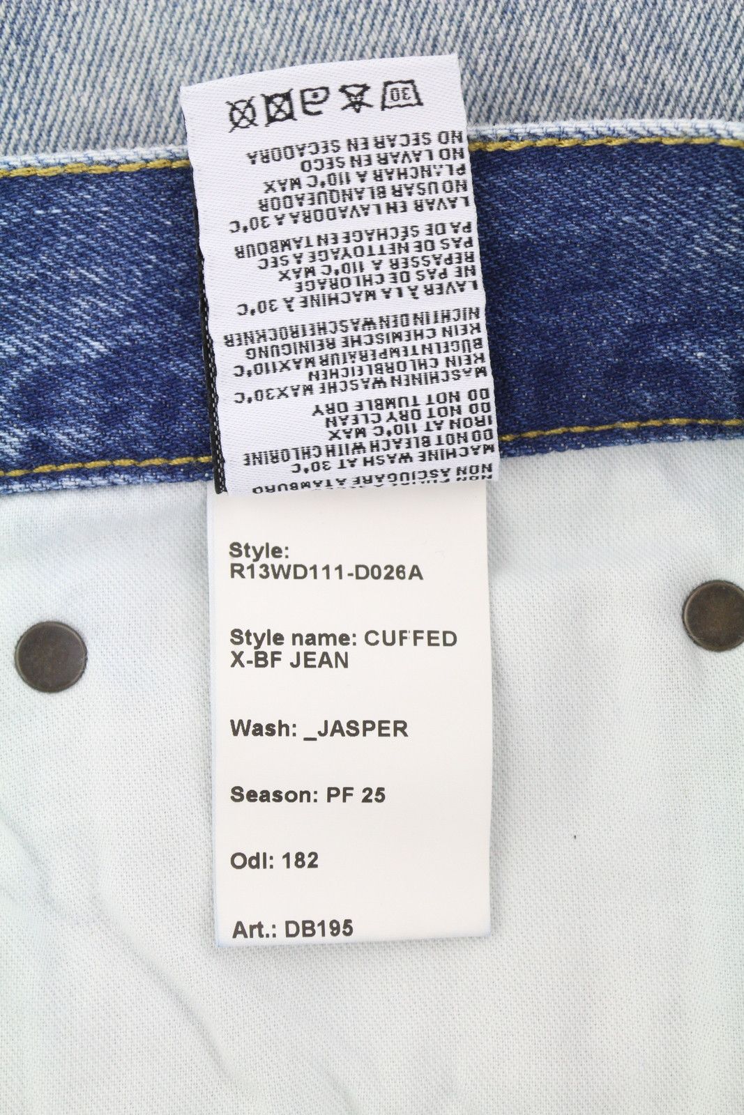 R13 CUFFED X-BF 27 Jasper Straight Faded Blue Zip PF25 86640 Size 27" / US 4 / IT 40 - 9 Thumbnail