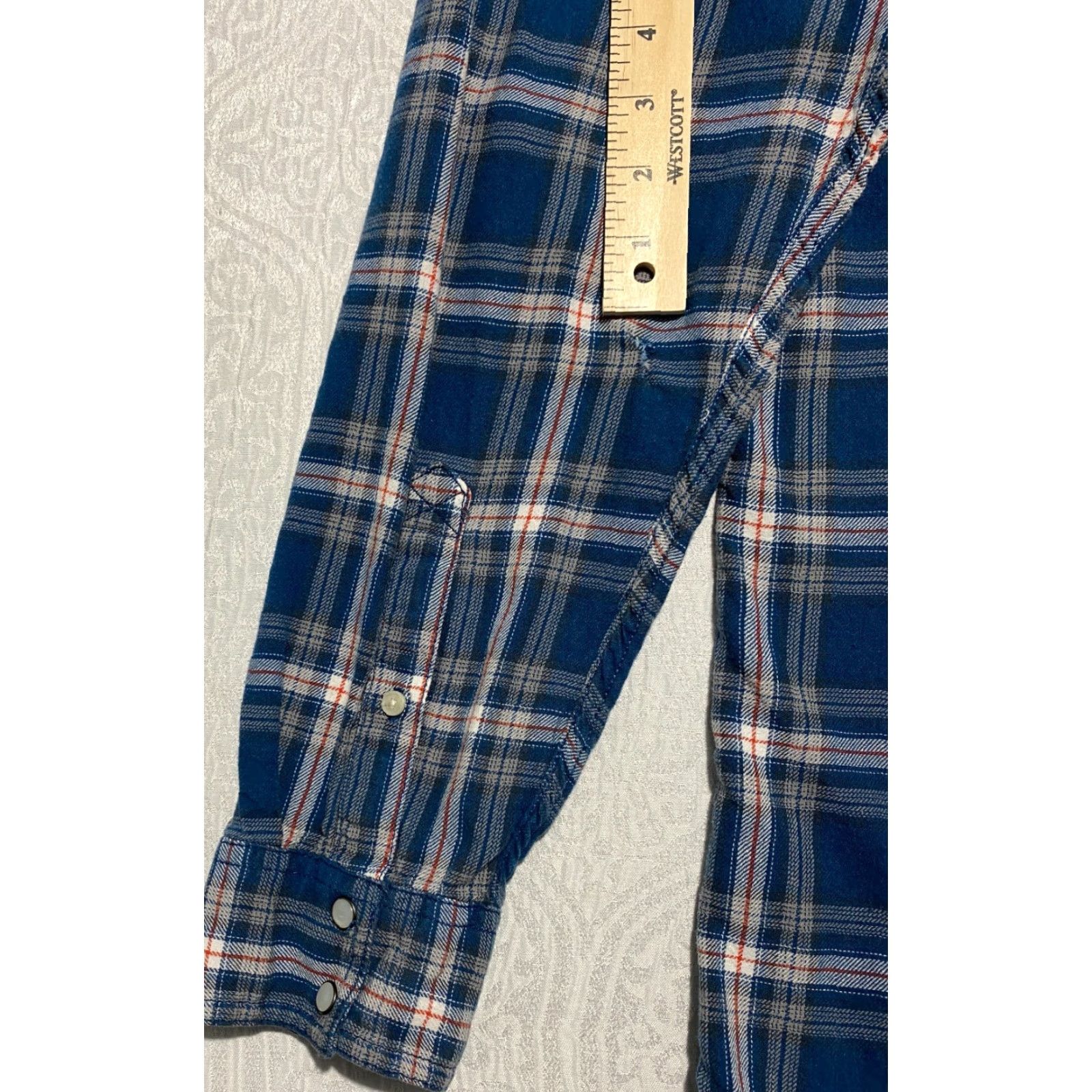 Vintage Urban Pipeline Shirt Mens Large Plaid Pearl Snap Casual Western Cowboy Roll Tab Blue Cotton Button-Up Pocketed American Western Cowboy Theme Mens Size US L / EU 52-54 / 3 - 2 Thumbnail