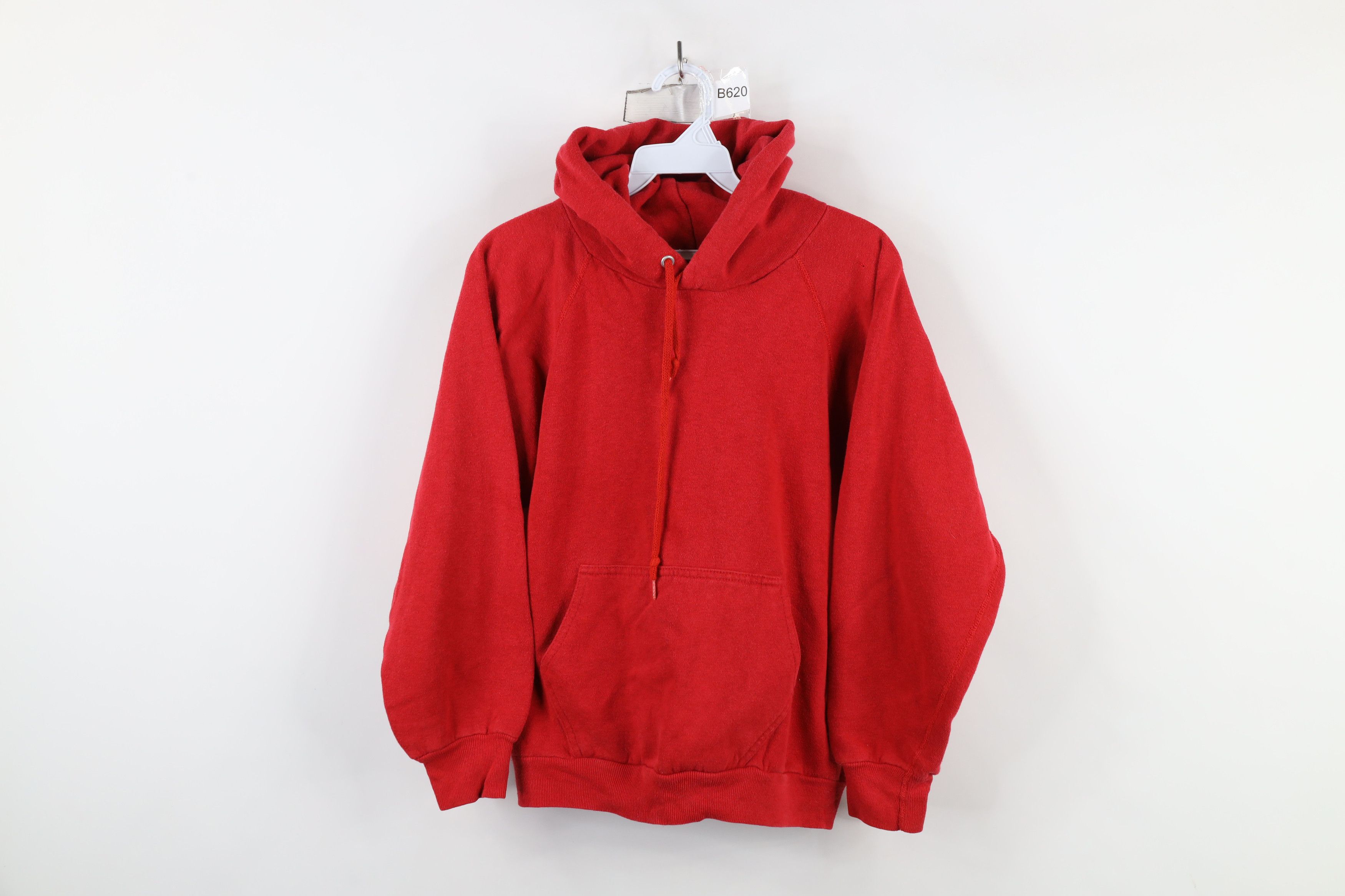 Vintage 70s 80s Streetwear Blank Hoodie Sweatshirt Red USA