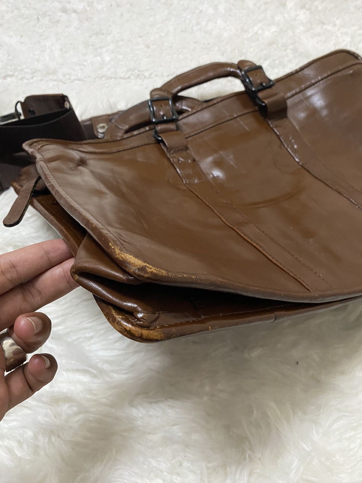 Leather × Porter × Vintage LUGGAGE LABEL LEATHER MESSENGER BAG BY PORTER YOSHIDA GROUP Size ONE SIZE - 22 Thumbnail