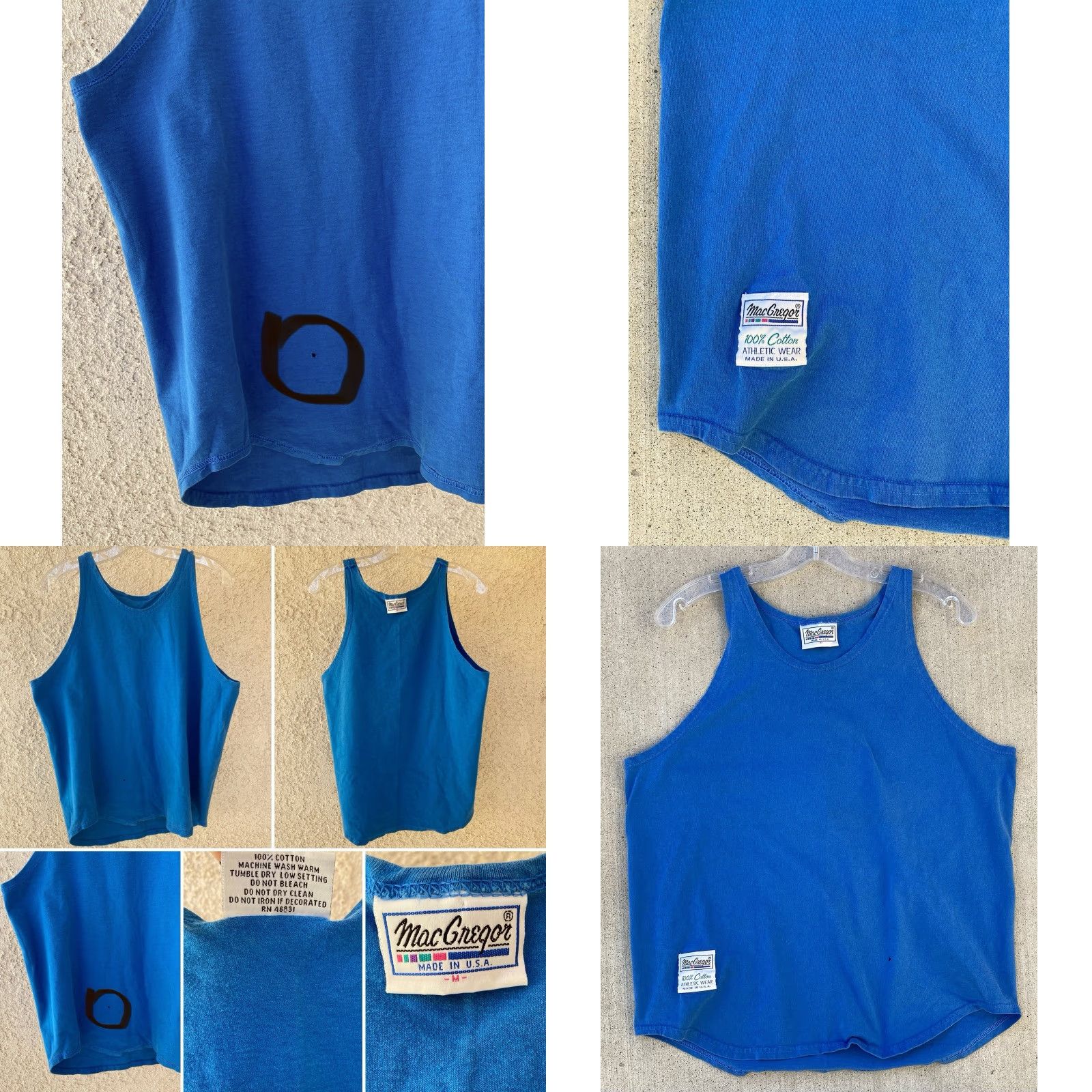 McGregor VINTAGE MacGregor Athletic Tank Top Blue 80s 90s Mens M Worn Hole Made In USA Size US M / EU 48-50 / 2 - 10 Thumbnail