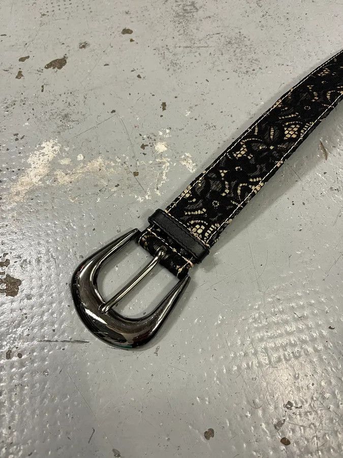 Dolce & Gabbana 2000s Dolce & Gabbana Black Lace Leather Belt Size ONE SIZE - 5 Thumbnail