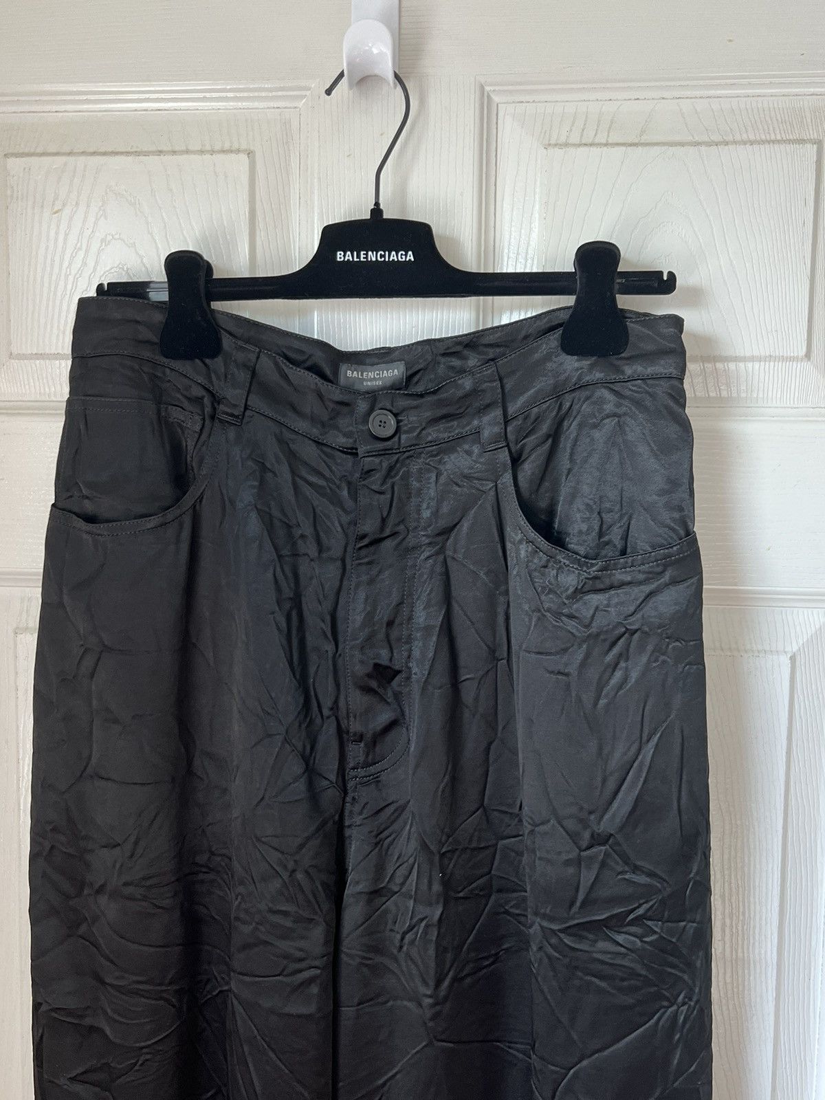 Balenciaga Black Unisex Mirror Satin Pants Size US 30 / EU 46 - 2 Thumbnail