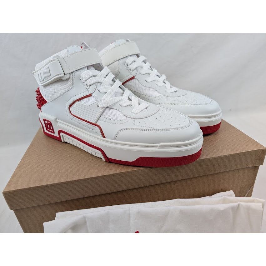 Christian Louboutin o1rshd1 Astroloubi Mid Flat Sneakers in White/Loubi Size US 13 / EU 46 - 3 Thumbnail