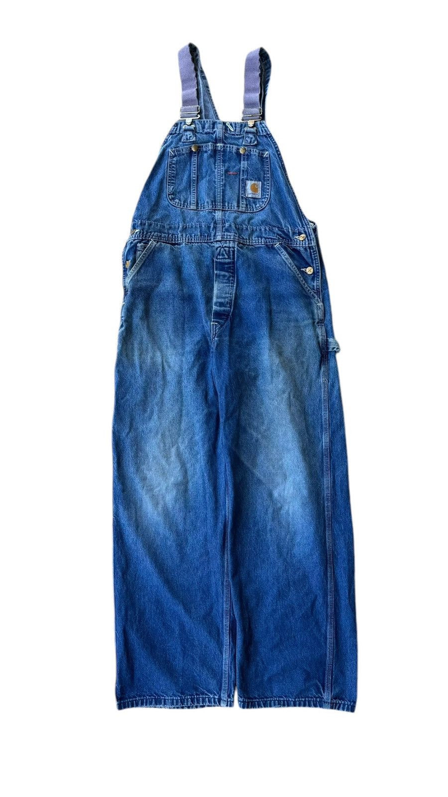 Carhartt Purple straps! Carhartt Washed Blue Denim Overalls 90s Jeans Size US 38 / EU 54 - 3 Thumbnail