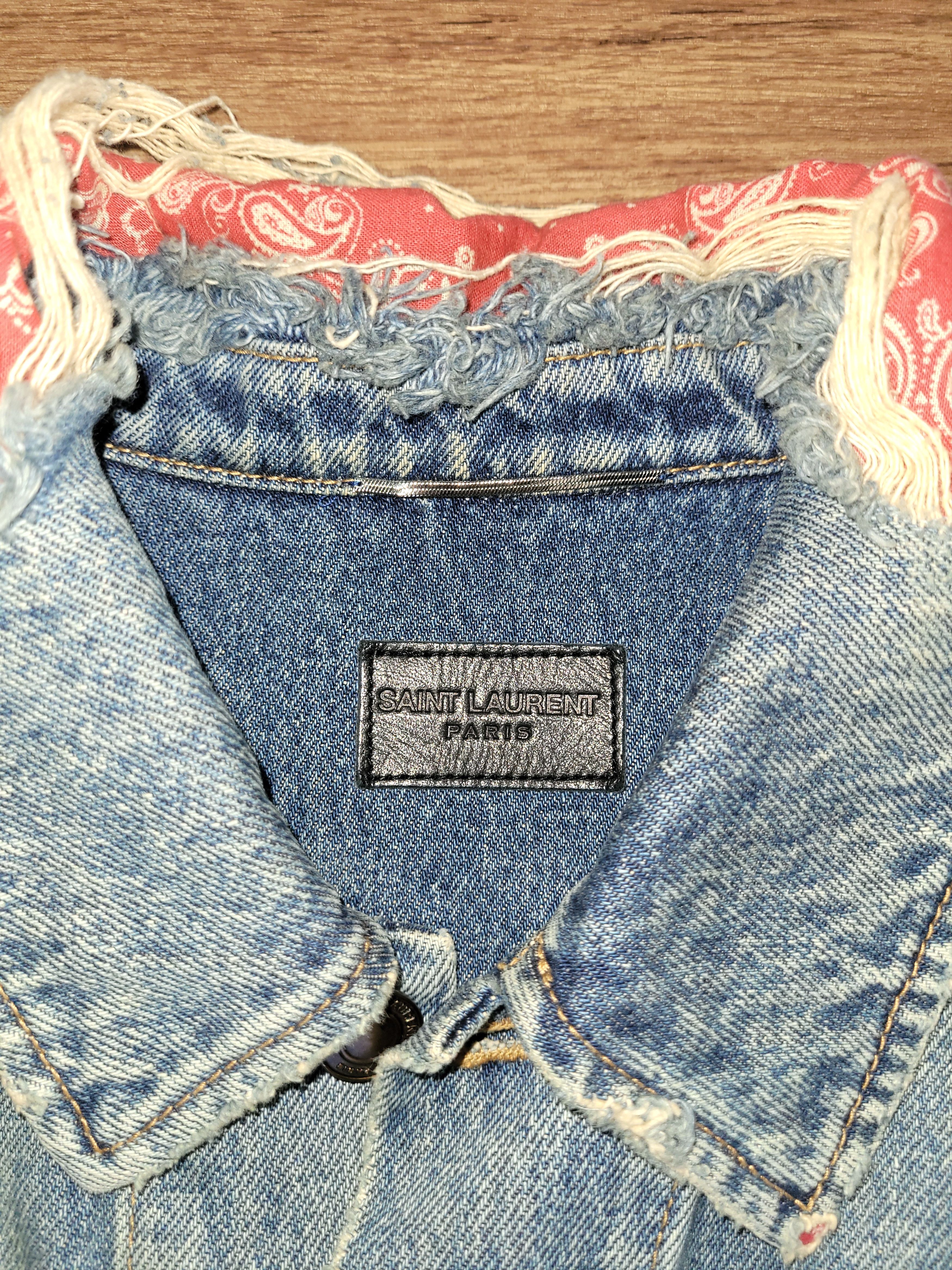 Saint Laurent Paris 2018 Saint Laurent Denim Distressed Bandana Jacket Size US S / EU 44-46 / 1 - 3 Thumbnail