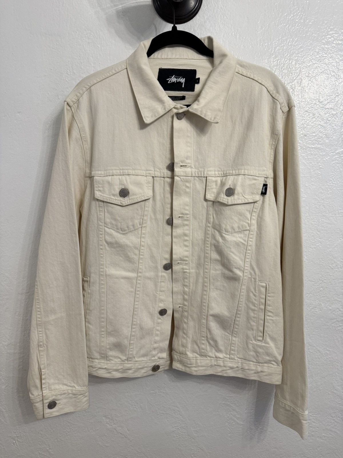 Stussy Stüssy Lined Denim Trucker Jacket Natural Cream Size Large Size US L / EU 52-54 / 3 - 1 Thumbnail