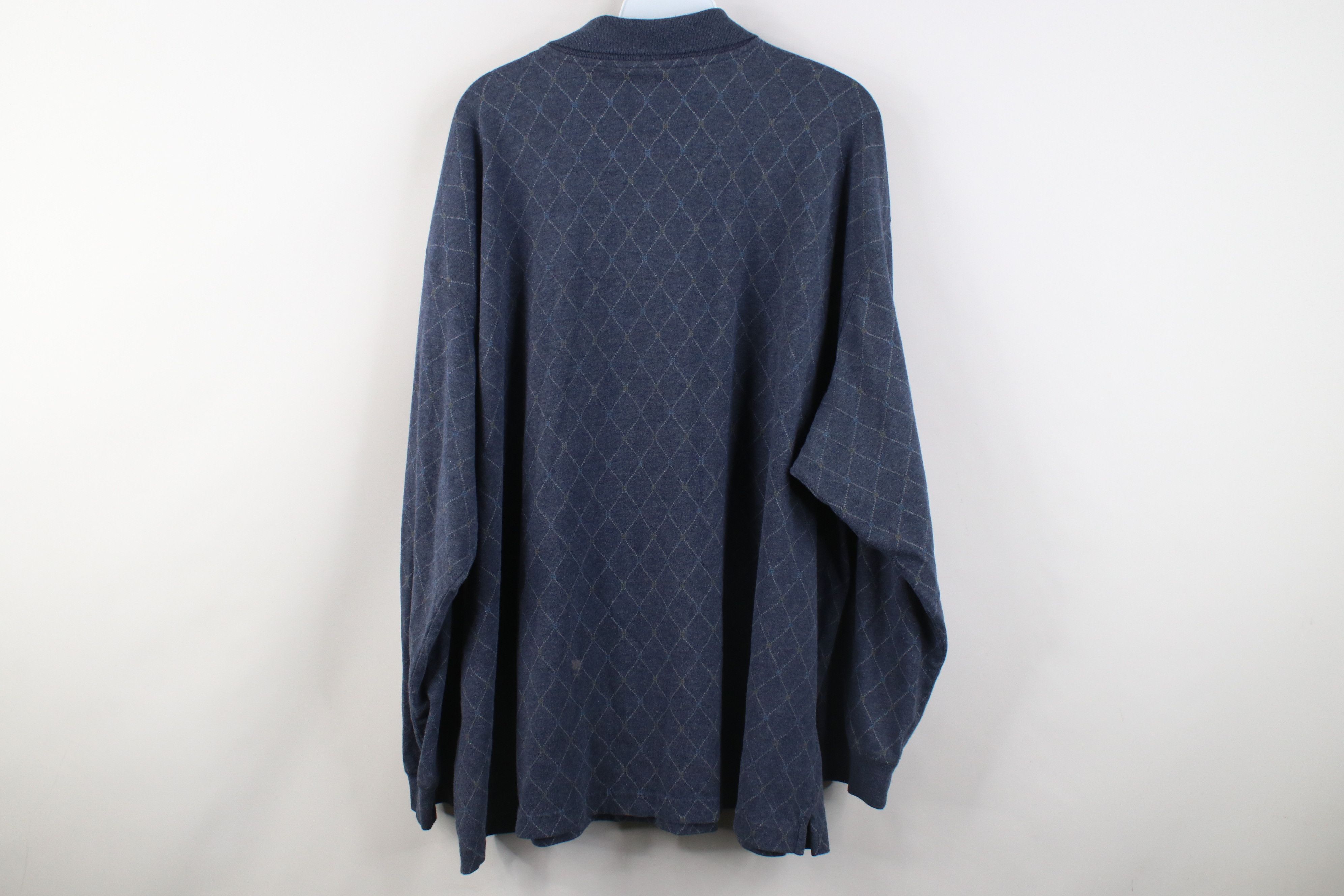 Vintage Vintage 90s Streetwear Diamond Knit Long Sleeve Rugby Polo Size US XXL / EU 58 / 5 - 8 Thumbnail