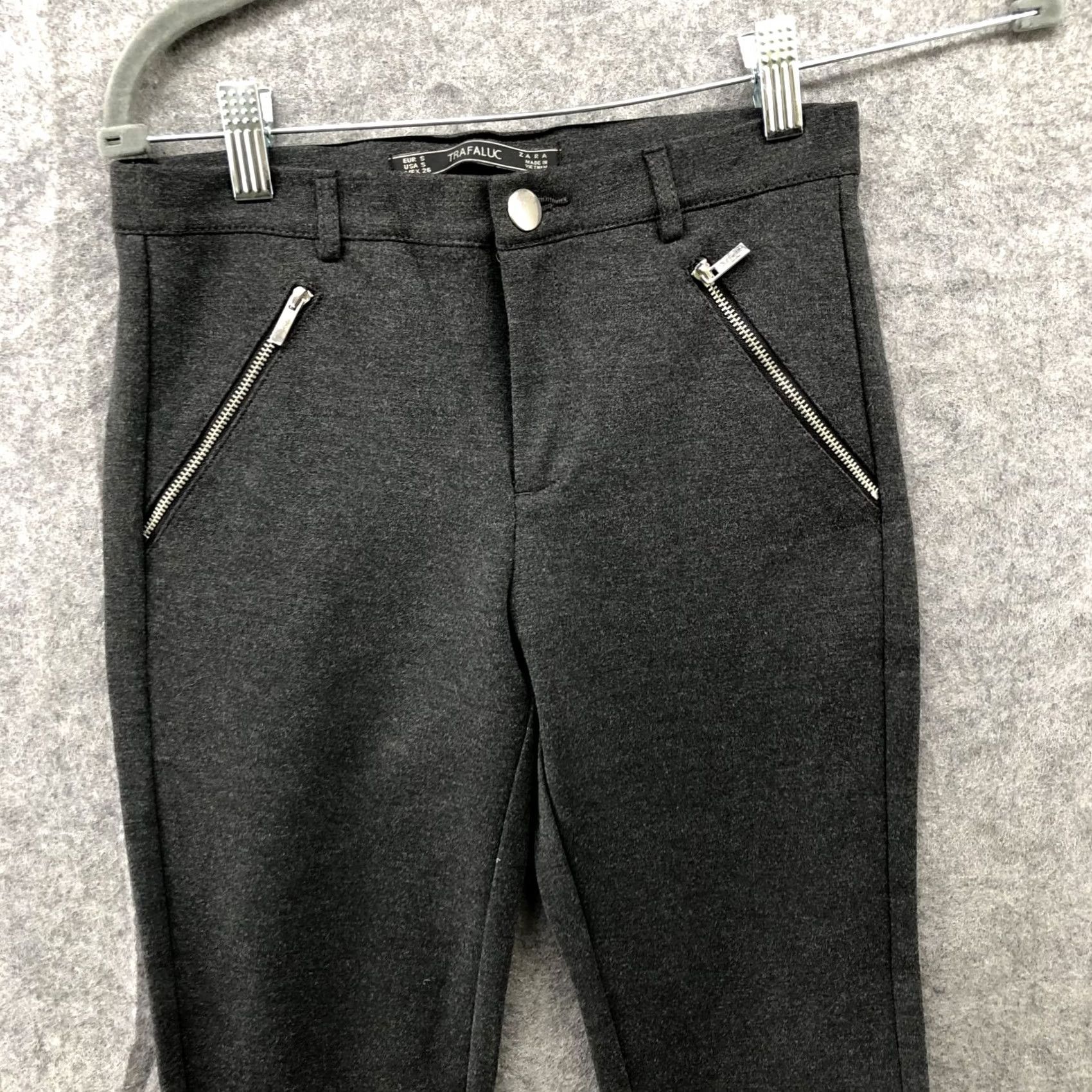 Zara Zara Ponte Knit Skinny Pants Womens S Charcoal Gray Zip Ankle Moto Zip Trouser Pants Size 28" / US 6 / IT 42 - 3 Thumbnail