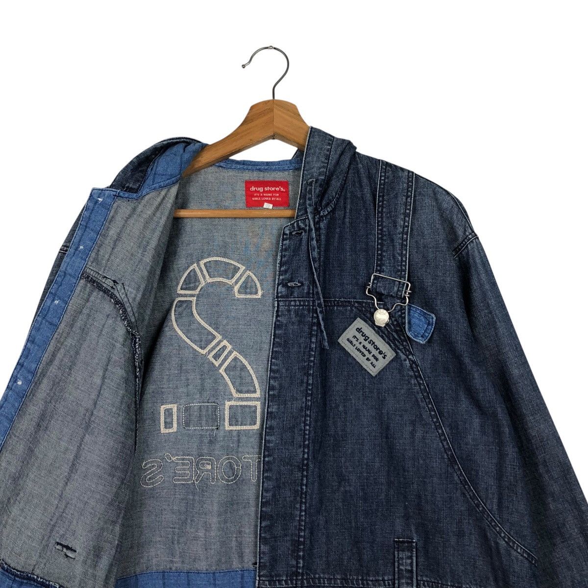 Japanese Brand 📌Vintage Biker Denim Jacket Drug Store's Big Logo Design Size US M / EU 48-50 / 2 - 14 Thumbnail