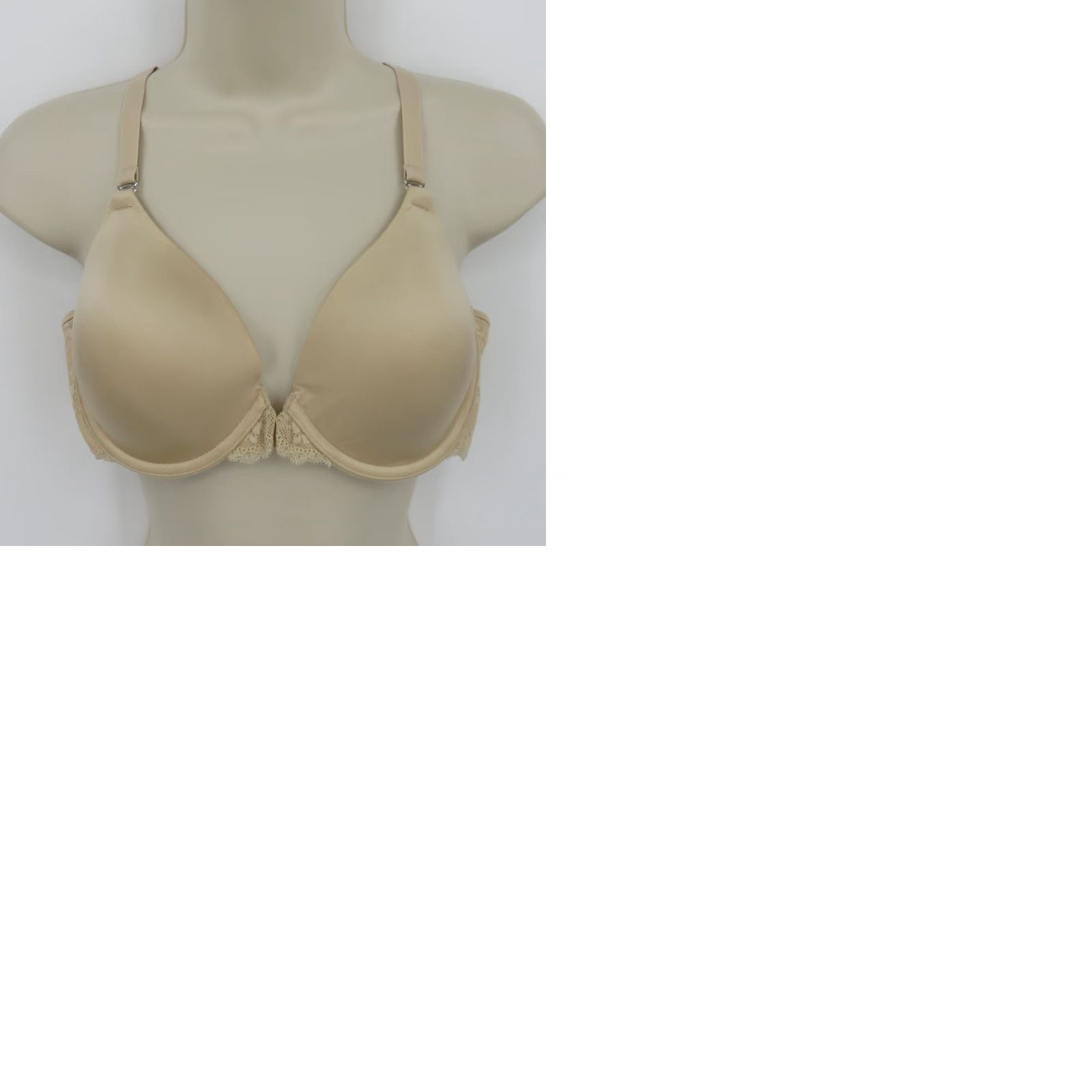 Vintage Maidenform Bra 36B 07112 One Fab Fit Front Closure T Back Lace Beige Womens Size ONE SIZE - 9 Thumbnail