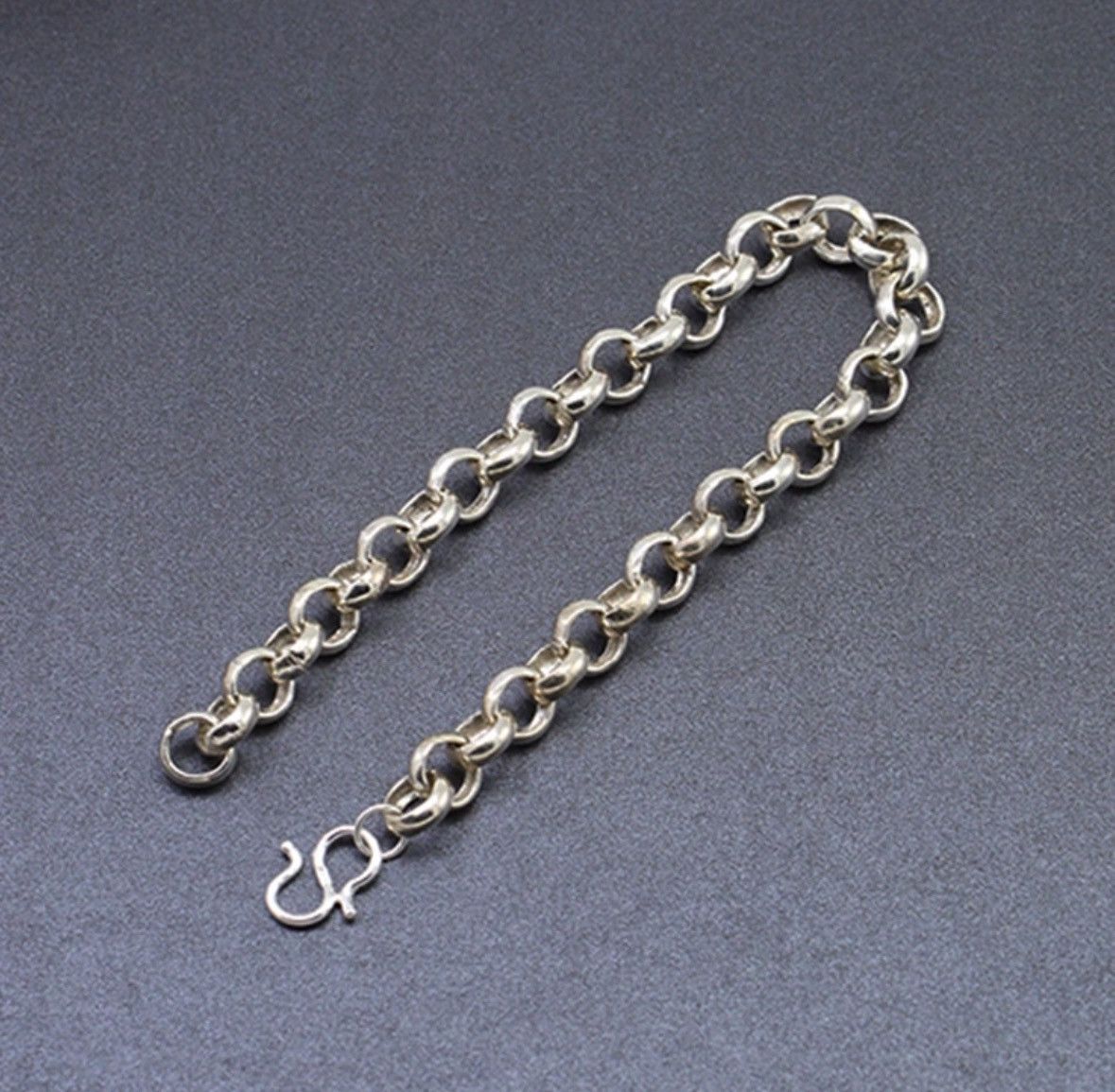 Vintage 925 chain 8mm thick smooth circle ring O-shaped pearl chain Size ONE SIZE - 2 Thumbnail
