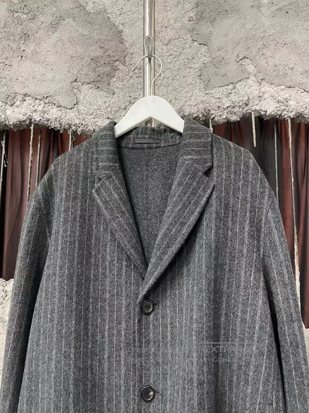 Acne Studios gray striped wool coat by Acne Studios. Size US L / EU 52-54 / 3 - 3 Thumbnail