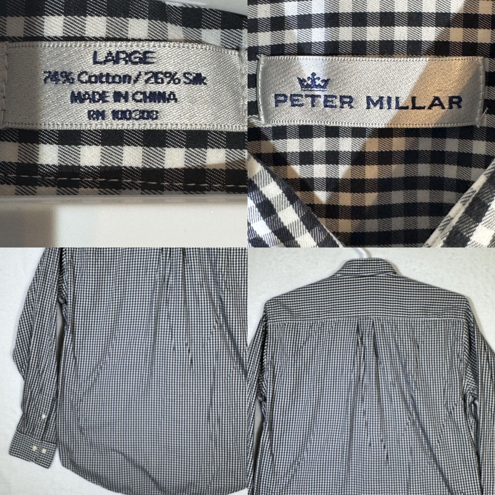 Peter Millar Peter Millar Shirt Mens Large Black Gingham Button-Down Jack Daniel's Old No 7 Embroidered Chest Pocket Wool/Cotton Silk Blend Vintage? No Size US L / EU 52-54 / 3 - 8 Thumbnail