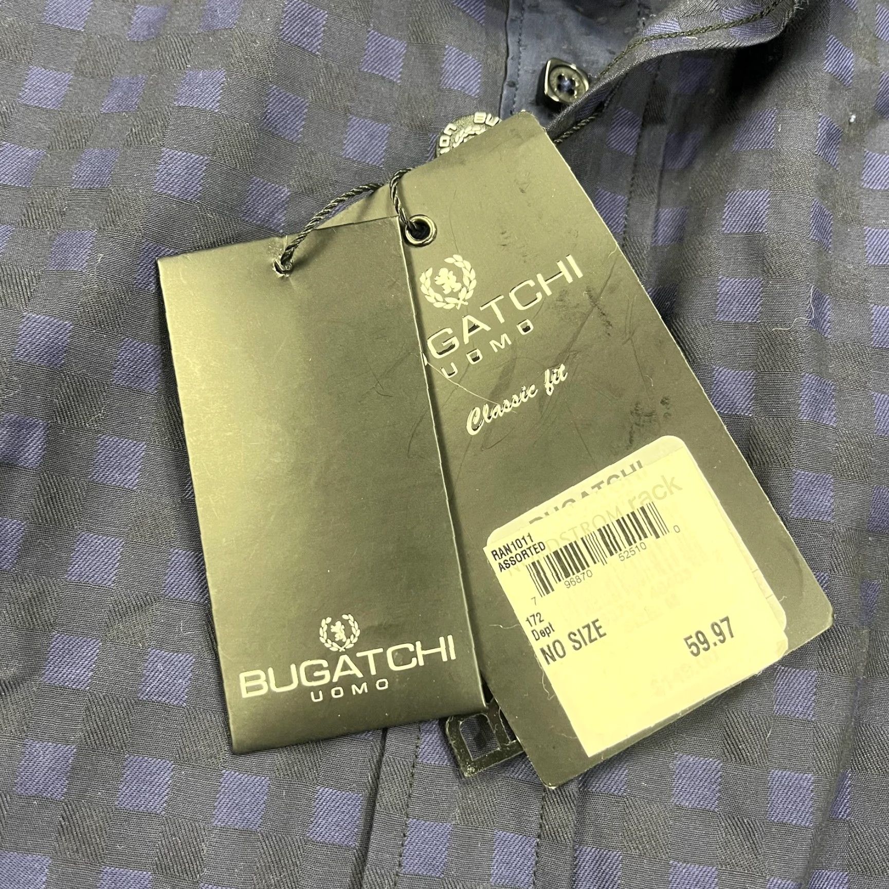 BUGATCHI Bugatchi Shirt Mens Medium Blue Check Classic Fit 100% Cotton Flip Cuff Contrast Size US M / EU 48-50 / 2 - 5 Thumbnail