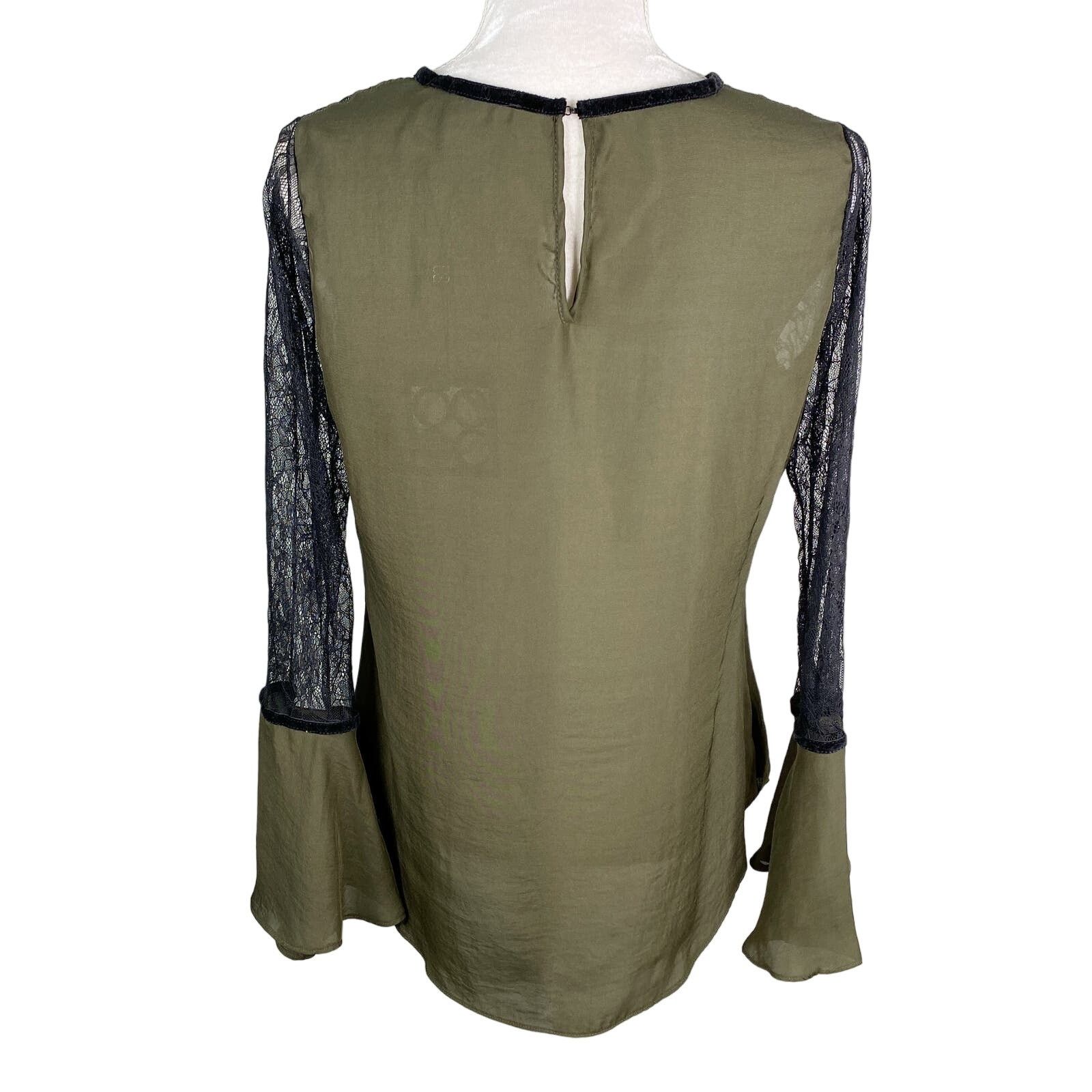 Other Analili Top Small Olive Black Lace Long Bell Sleeves New Size S / US 4 / IT 40 - 2 Thumbnail
