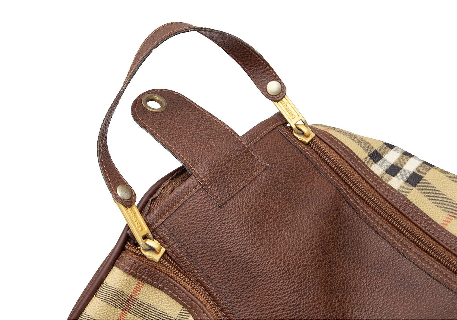 Burberry Haymarket Check Double Zip Boston Bag in Beige Size ONE SIZE - 10 Thumbnail