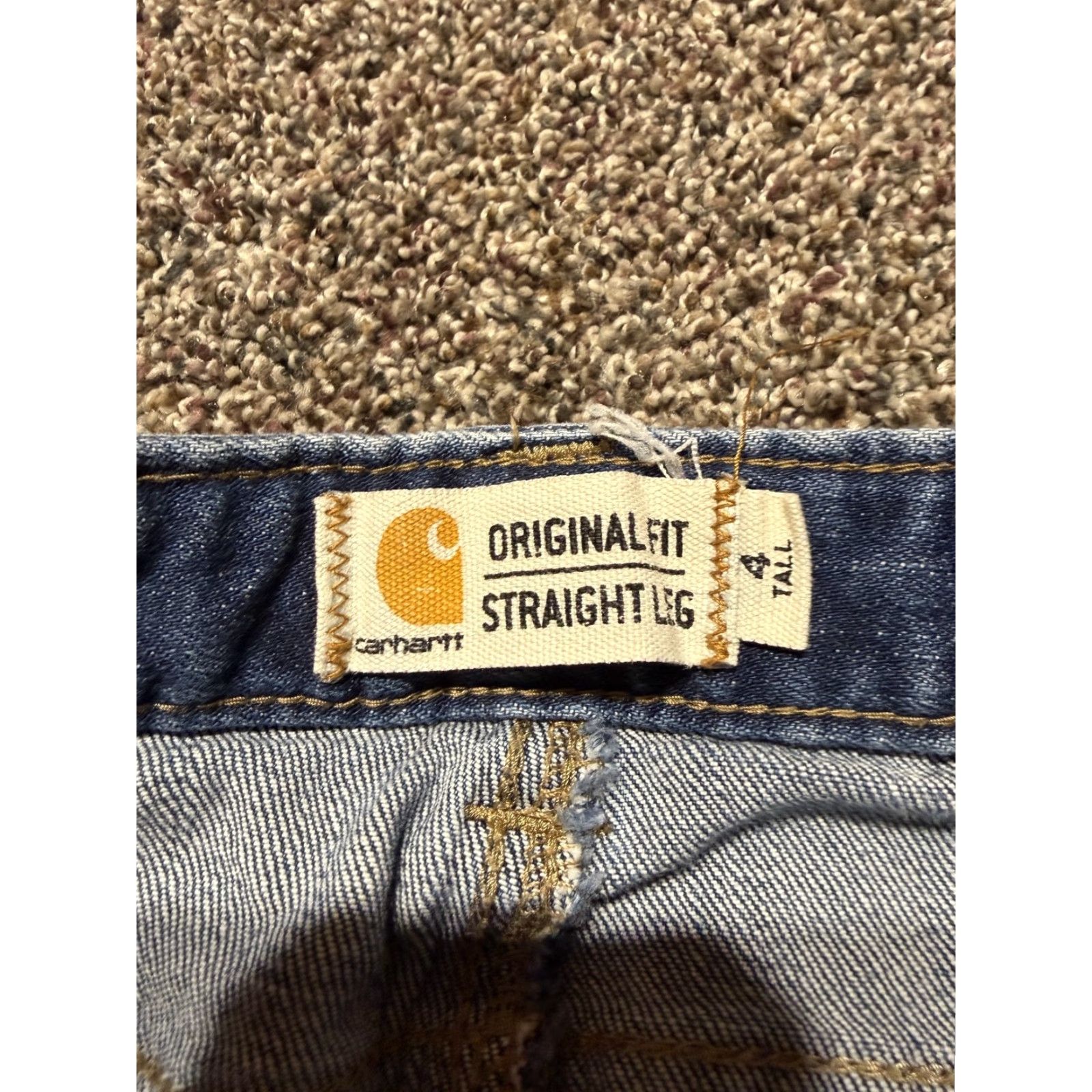 Carhartt Carhartt Women's Jeans Size 4 Tall Blue Denim Distressed Straight Raw Hem Jeans Size 27" / US 4 / IT 40 - 4 Thumbnail