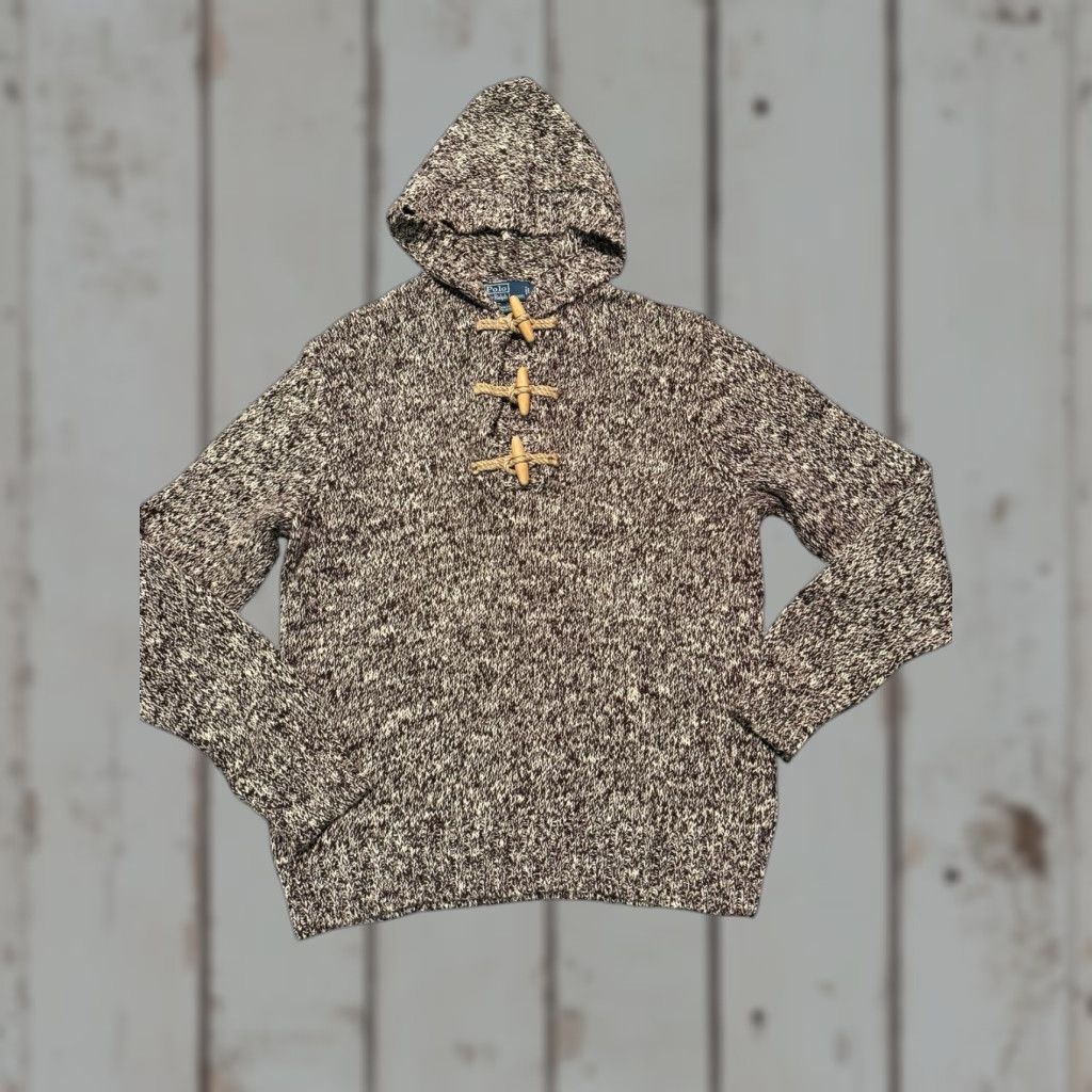 Polo Ralph Lauren VINTAGE Polo Ralph Lauren Toggle Knit Sweater Mens Brown Hooded Chunky Size XL Size US XL / EU 56 / 4 - 1 Thumbnail