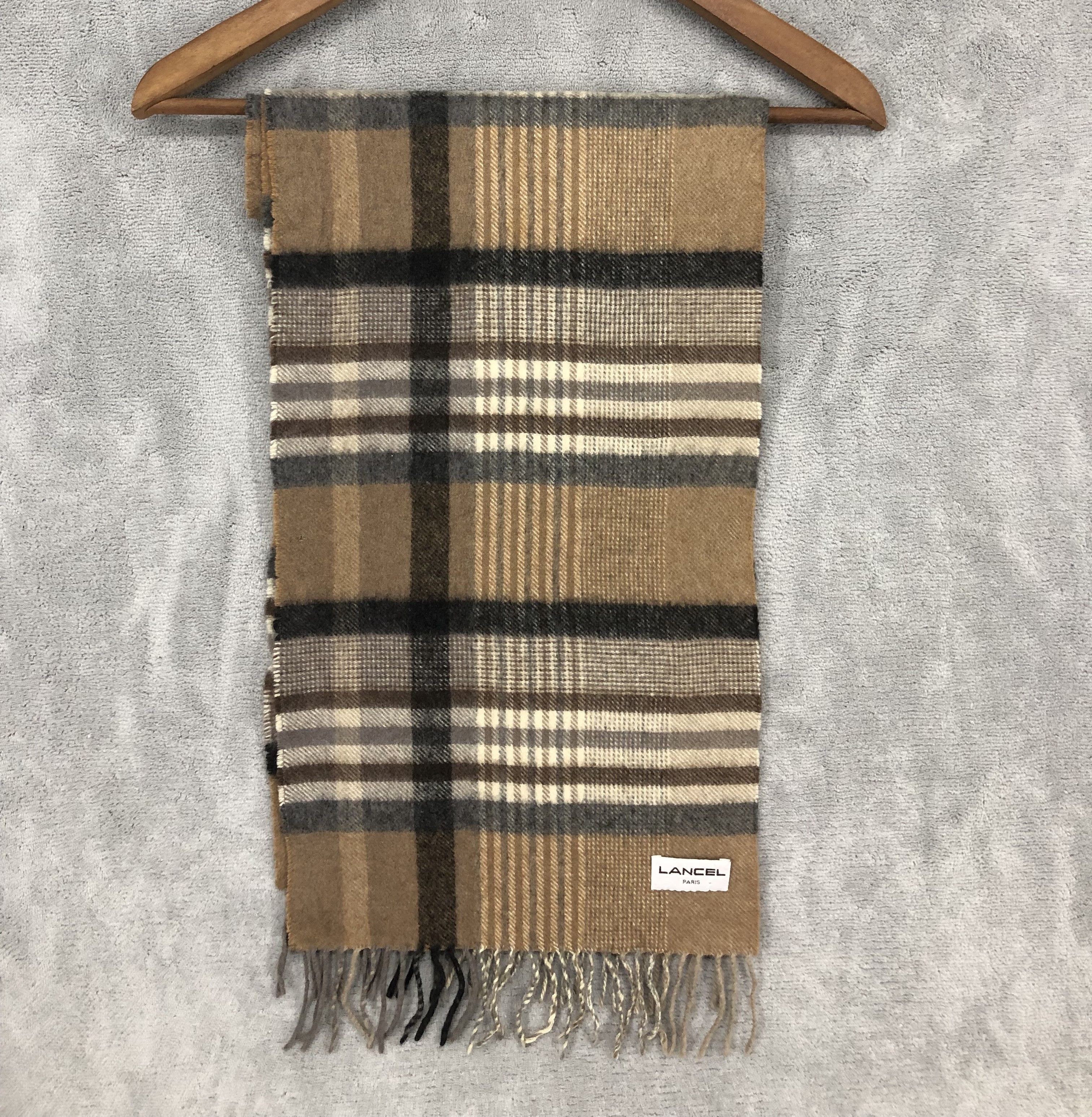 Lancel Paris Checkered Wool Scarf Muffler