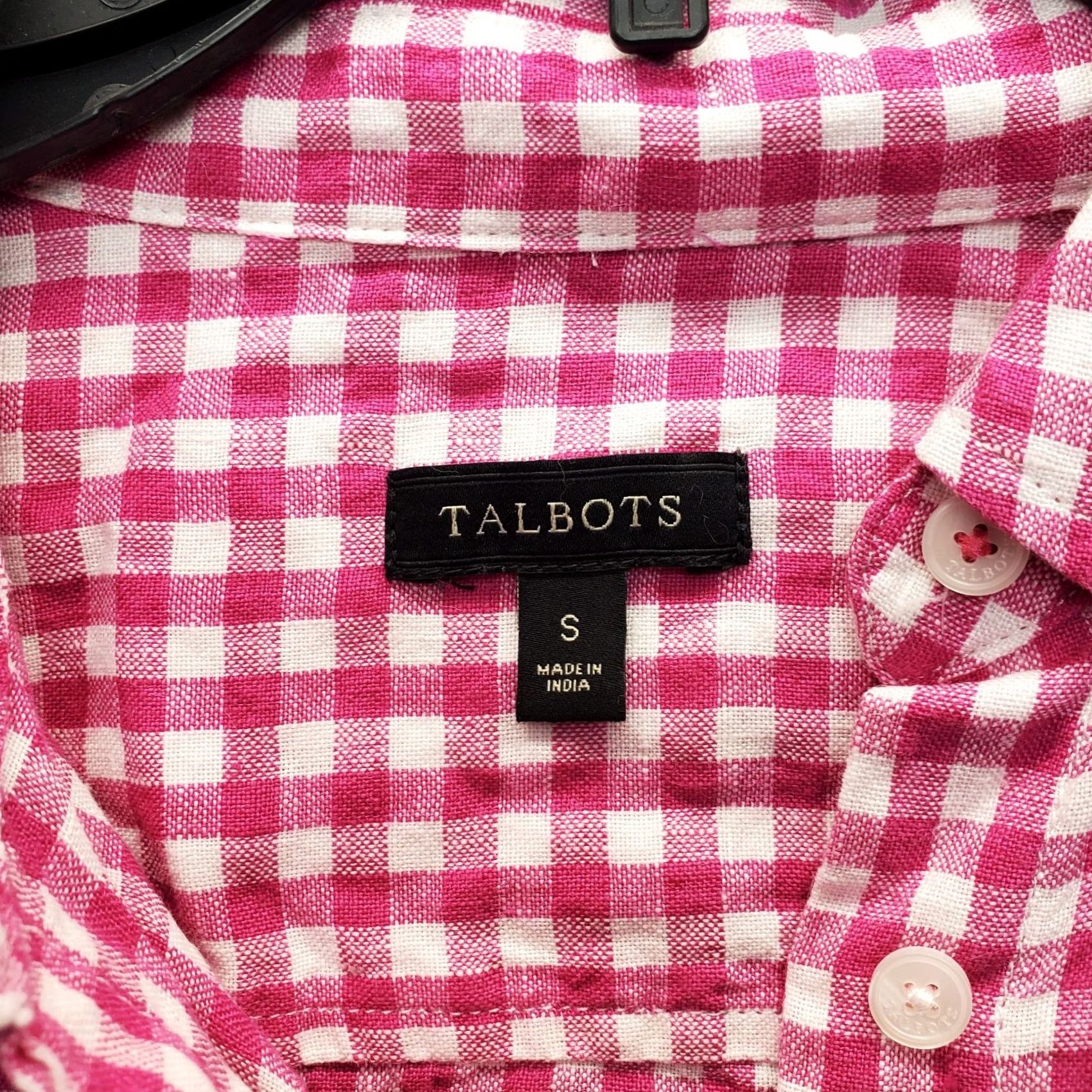 Talbots Talbots Button-Up Shirt Womens Small Multi Check Linen Chest Pocket Long Sleeve Size S / US 4 / IT 40 - 4 Thumbnail