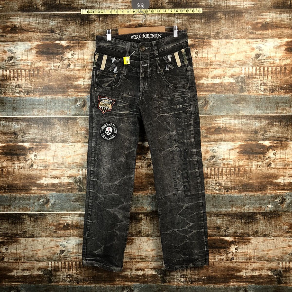 Japanese Brand DL Deluxe Black double waist rapper Denim Pants #C739 Size US 30 / EU 46 - 1 Thumbnail