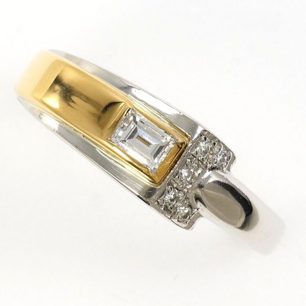 Luxuness Pt850 Platinum K18Yg Ring Diamond Jewelry Metal Ring in Silver, Women's