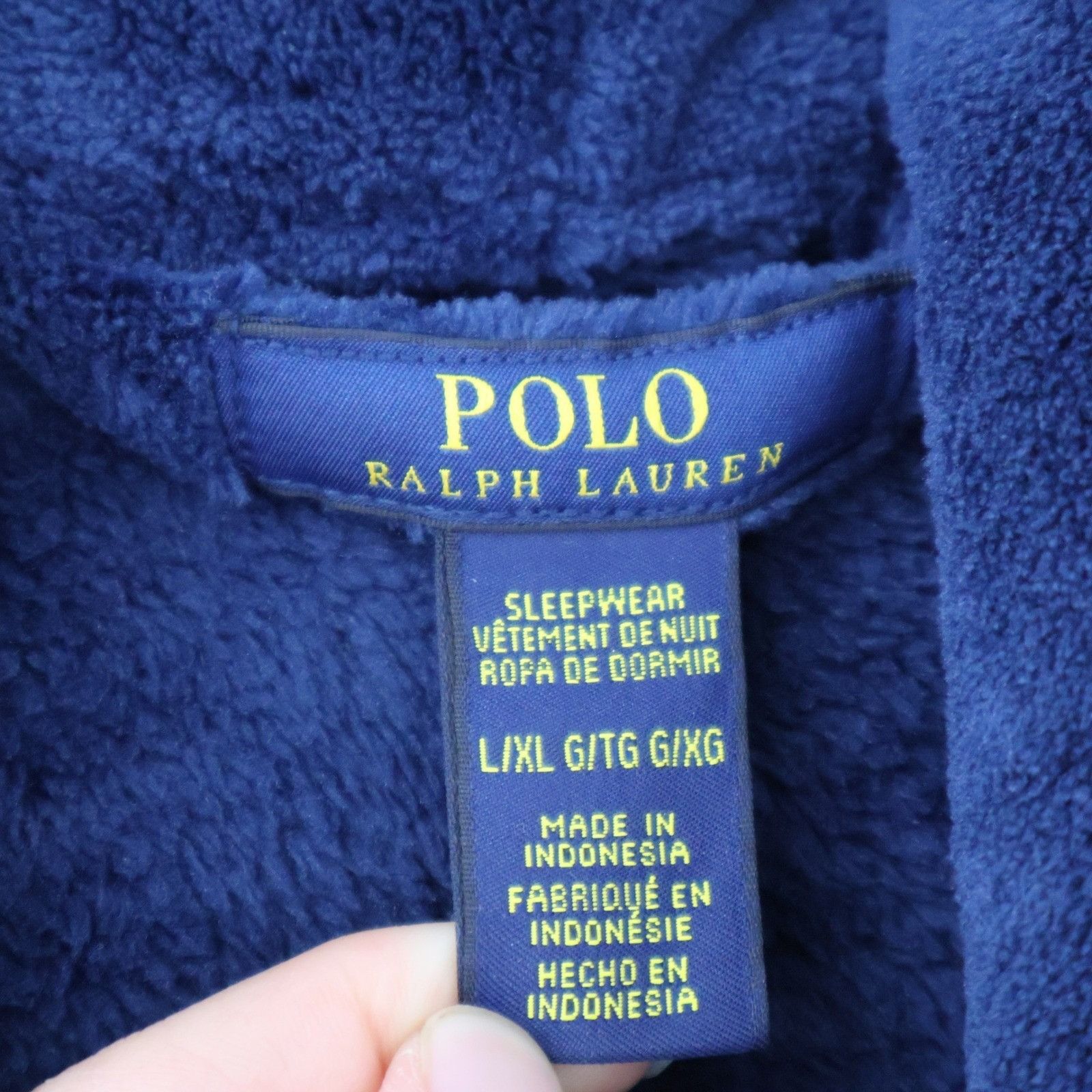 Polo Ralph Lauren Polo Ralph Lauren Robe Unisex L/XL Blue Plush Fleece Cozy Size 46 - 2 Thumbnail