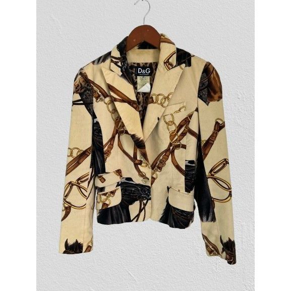Dolce & Gabbana 1990’s Vtg Dolce & Gabbana Equestrian Blazer Horse Velvet / Size XS / US 0-2 / IT 36-38 - 1 Thumbnail