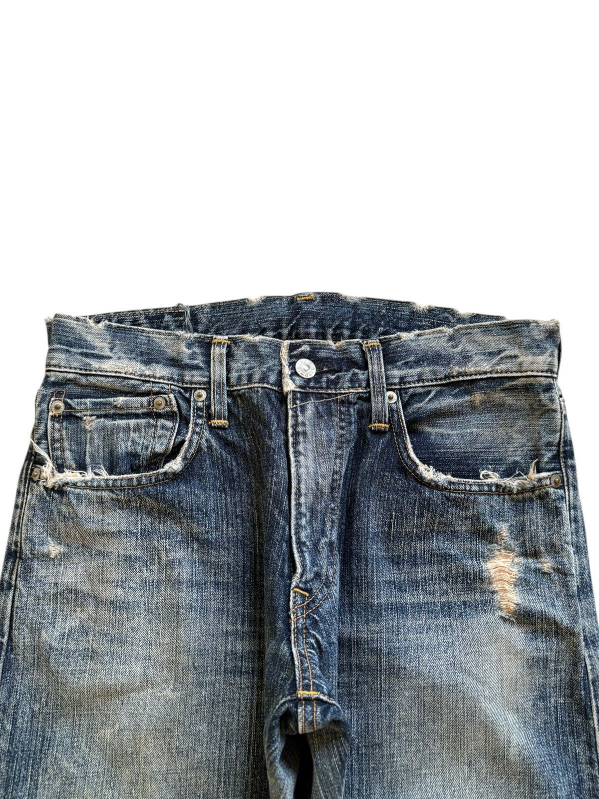 Edwin Vintage Edwin 503 Mud Wash Distressed Ripped Loose Jeans Size US 30 / EU 46 - 4 Thumbnail